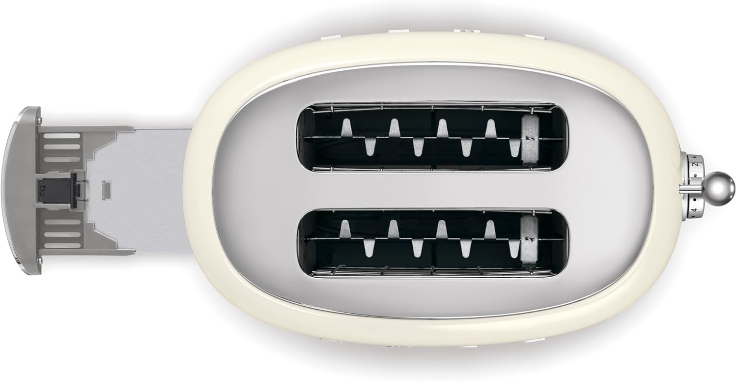 SMEG 2 Slice Toaster with 6 Presets and Defrost Function and Removable Crumb Tray (Cream) - Image 6