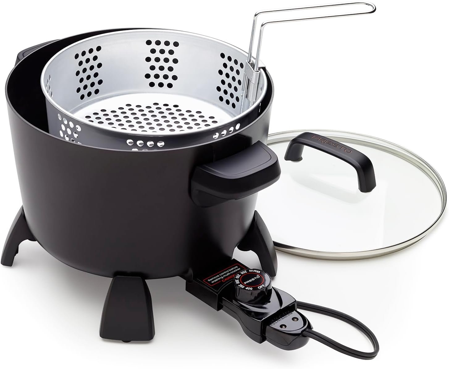 Presto 8-Quart Big Kettle, Steamer and Deep Fryer Multi-Cooker, Black - Image 2