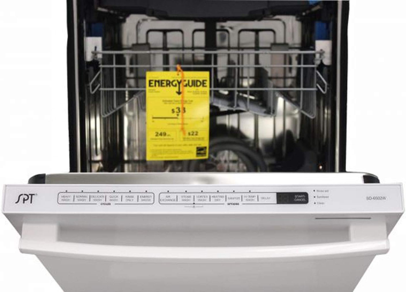 SD-6502W: Energy Star 24″ Built-In Stainless Steel Tall Tub Dishwasher w/Smart Wash System & Heated Drying – White - Image 8