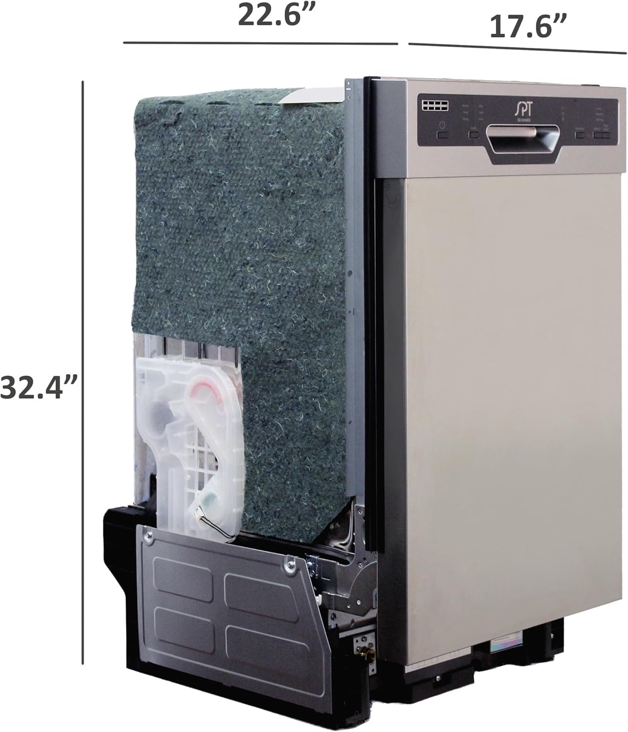 SPT SD-9254SSA 18″ Wide Built-In Stainless Steel Dishwasher w/Heated Drying, ENERGY STAR, 6 Wash Programs, 8 Place Settings and Stainless Steel Tub - Image 9