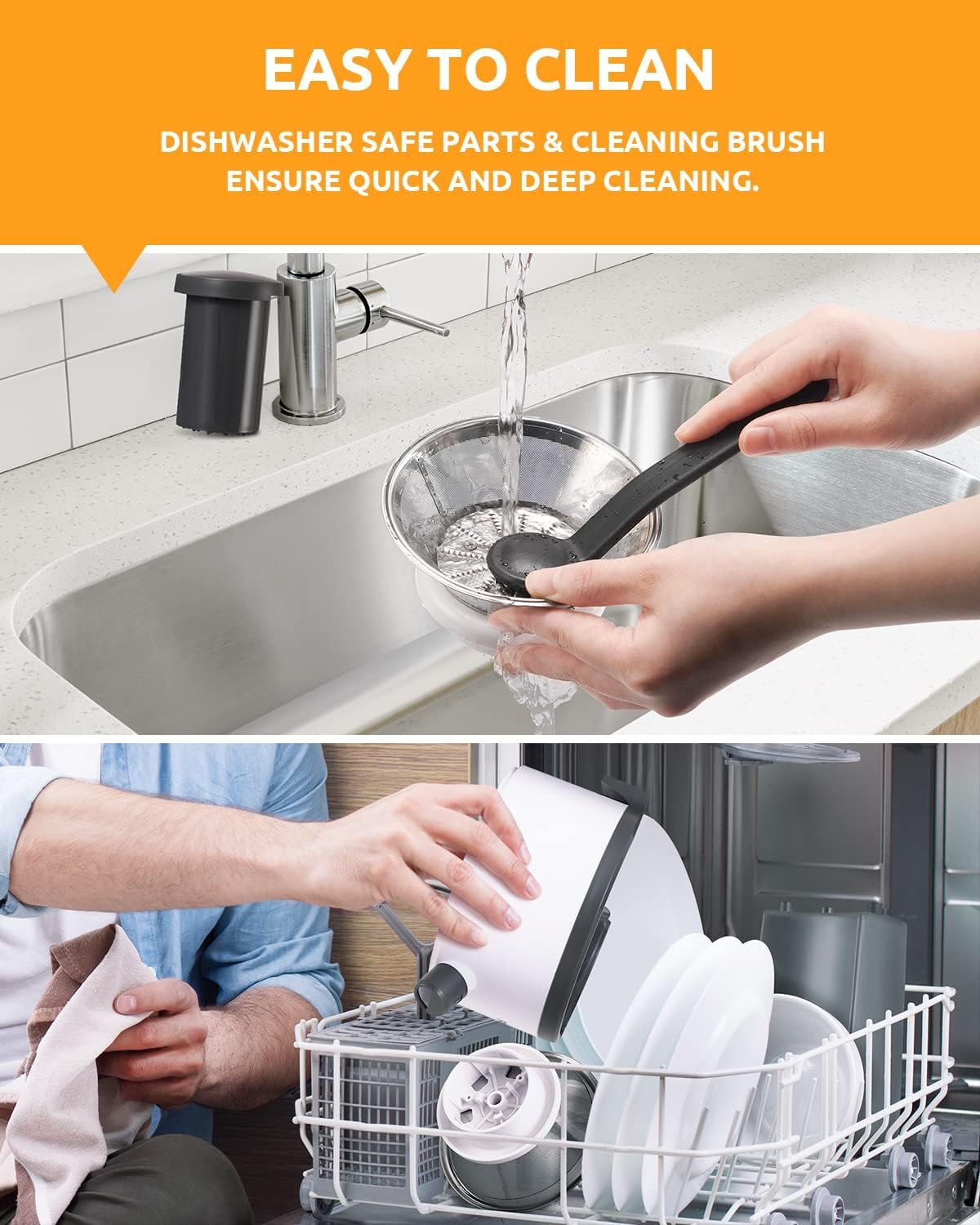 Juicer with 800W Motor, GDOR Juicer Machine with 3” Feed Chute, Dual Speeds Juice Maker for Fruits and Veggies, Anti-Drip Function Centrifugal Juicer, Include Cleaning Brush, BPA-Free, White - Image 7