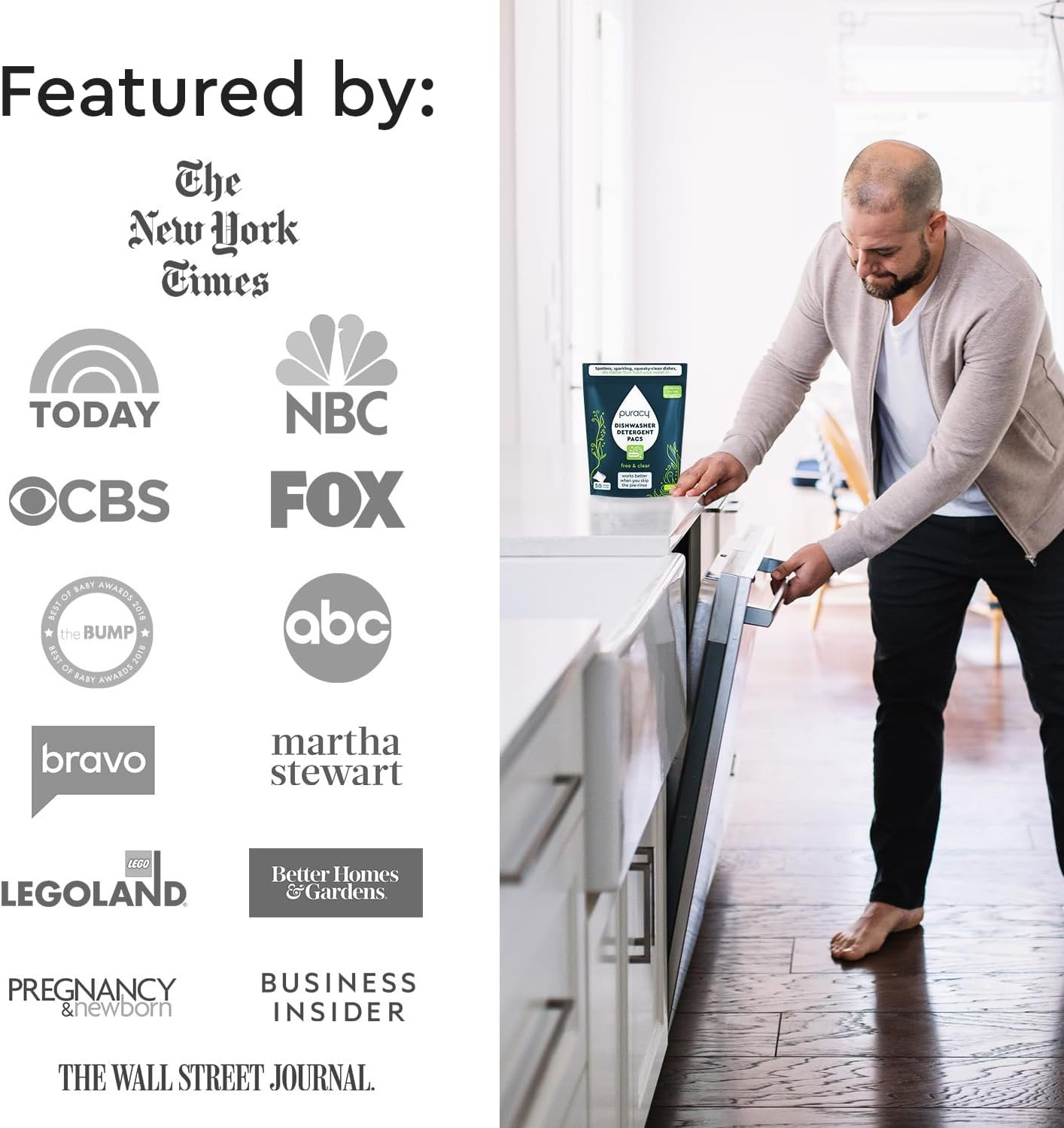 Puracy Dishwasher Pods, Natural Dishwasher Detergent, Free & Clear Dish tabs - Enzyme-Powered, Spot & Residue Free - TikTok Trend Items, Must Haves from TikTok Made Me Buy It (Free & Clear, 100 Count) - Image 5