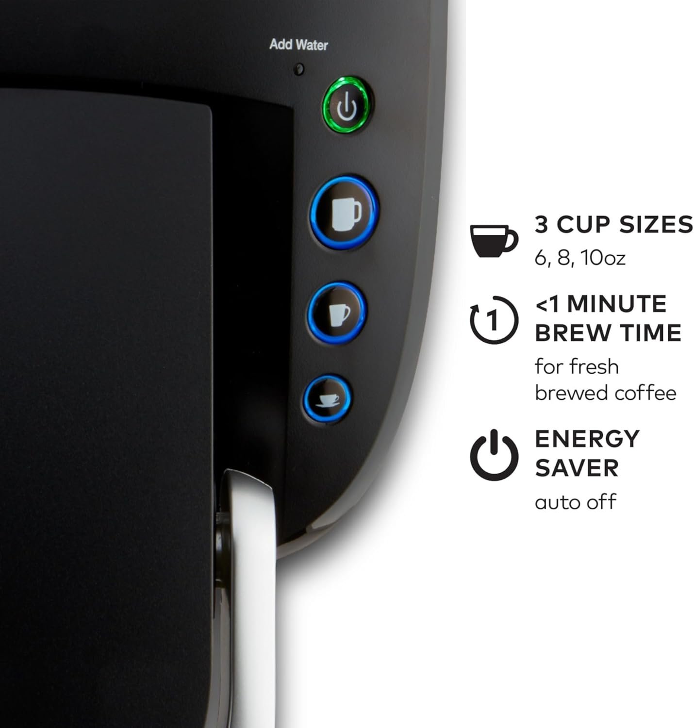 Keurig K-Compact Single-Serve K-Cup Pod Coffee Maker, with 3 Brew Sizes, Smart Start Feature, 36oz Removable Reservoir, Black - Image 6