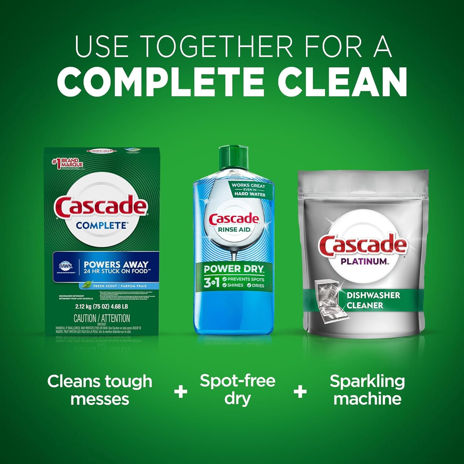 Cascade Complete Powder Dishwasher Detergent, Fresh Scent, 75 oz, White - Image 5