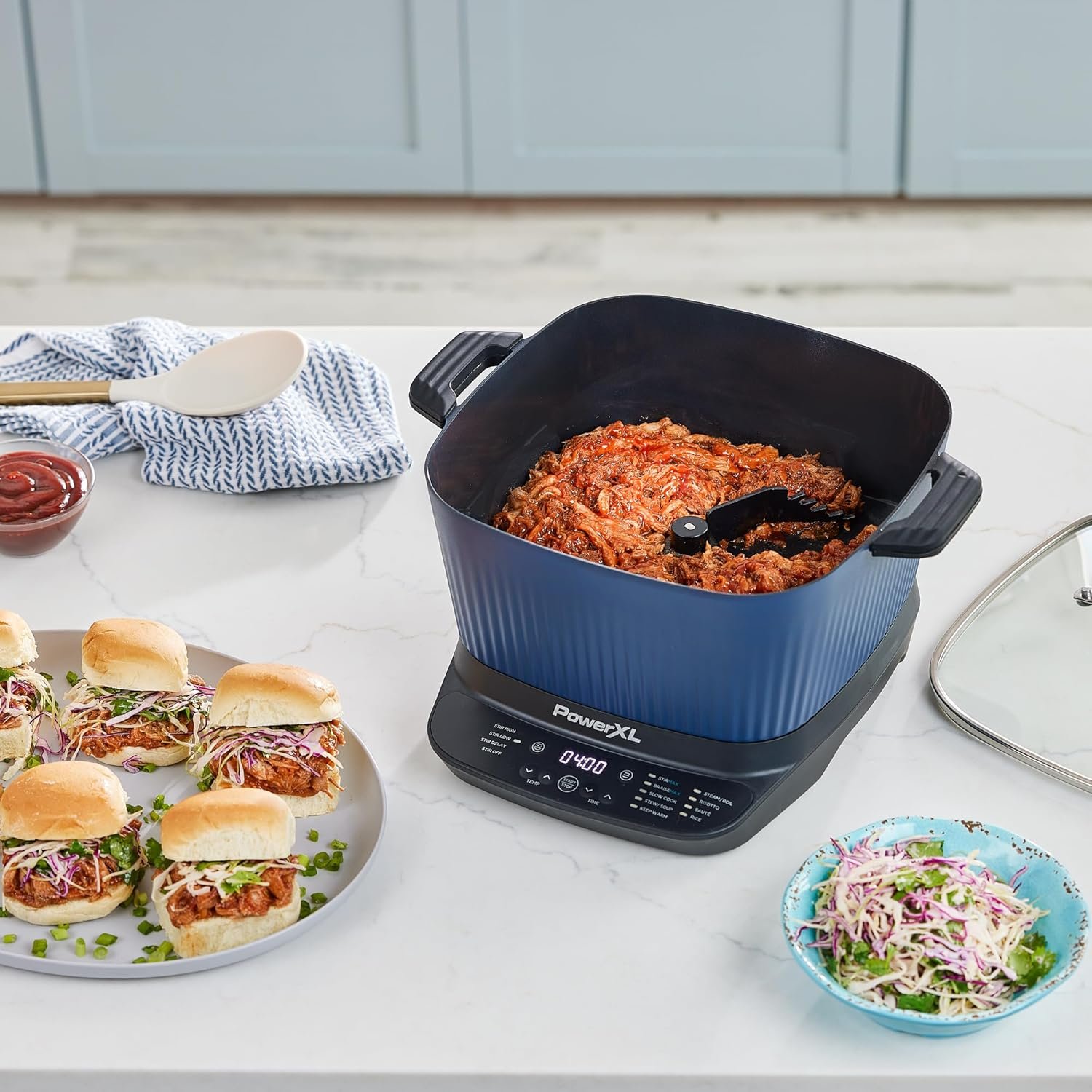 STIRMAX™ Midnight Blue 7.5 Quart Digital Multi-Cooker with Automatic Paddle to Stir and Shred, 9 in 1 programmable presets to Sauté, Sear, and Brown Food Before Simmering - Image 11