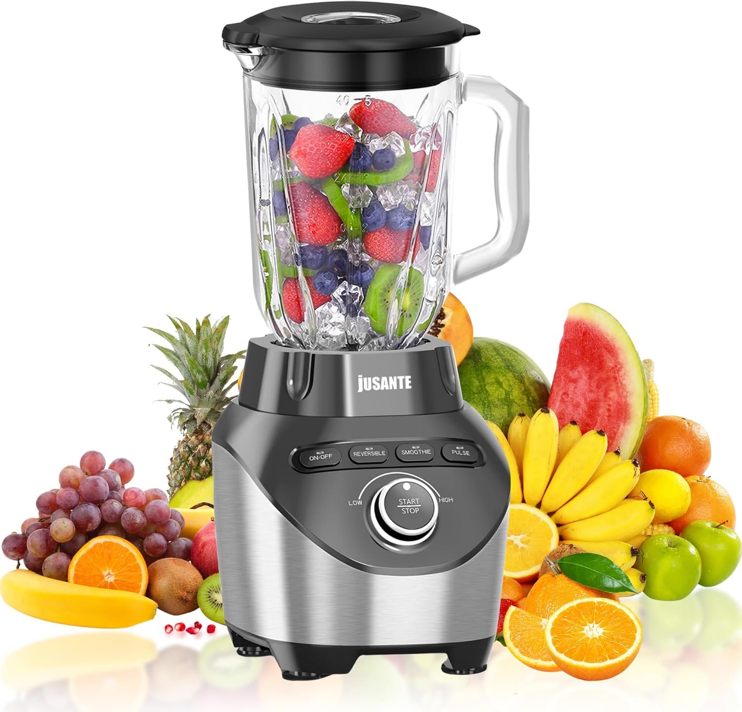 Professional Blender with 1200 Watts and 64 oz Glass Jar Kitchen Countertop Blender for Shakes and Smoothies with High Speed Total Crushing Smoothie Blender Black for Smoothies Frozen Drinks - Image 2
