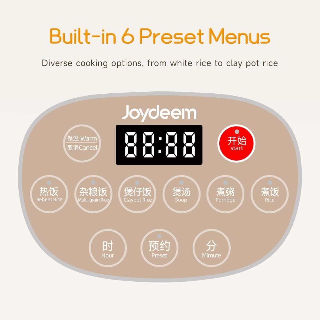 Joydeem Ceramic Rice Cooker, 6 Cups Uncooked Rice Cookers with Pure Ceramic Inner Pot, Healthy & PFOA Free, 3L, DFB-C300 - Image 4