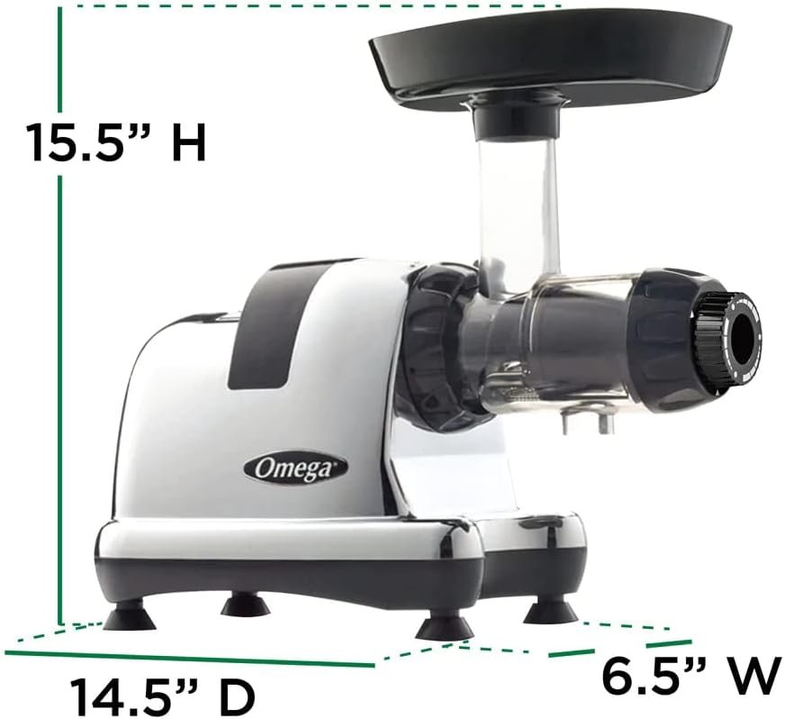 Omega J8006HDC Cold Press Juicer Machine, Vegetable and Fruit Juice Extractor and Nutrition System, Triple-Stage Slow Masticating Juicer, 200 W, Chrome - Image 8