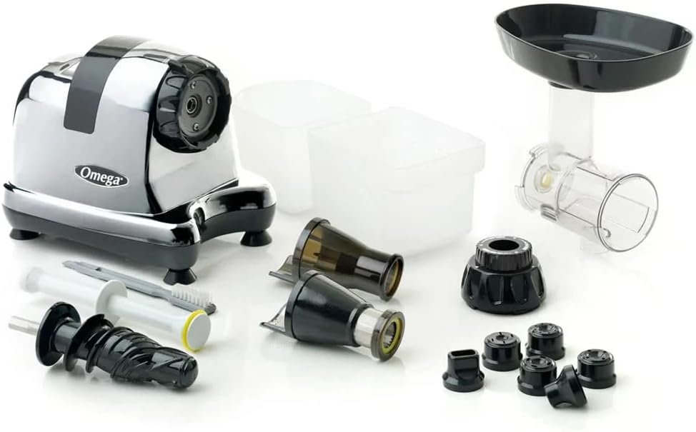 Omega J8006HDC Cold Press Juicer Machine, Vegetable and Fruit Juice Extractor and Nutrition System, Triple-Stage Slow Masticating Juicer, 200 W, Chrome - Image 9