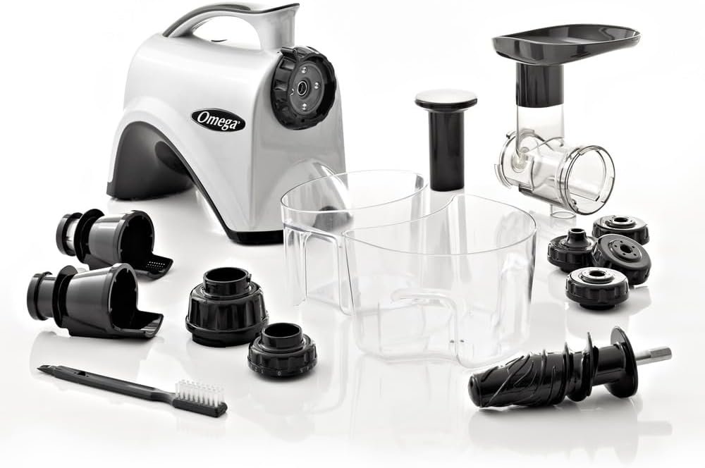 Omega NC800HDS Cold Press Juicer Machine, Vegetable and Fruit Juice Extractor and Nutrition System, Dual-Stage Slow Masticating Juicer, 150 W, Manual, Silver - Image 10