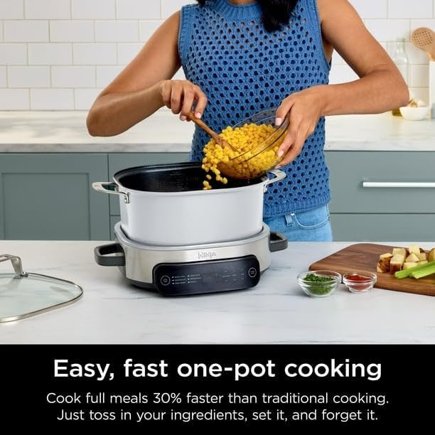 Foodi 6.5 Qt Everyday Possible Cooker, Stainless Steel/White, Multi Cooker, Slow Cooker, MC1100, ADJUSTABLE TEMPERATURE CONTROL - Image 4