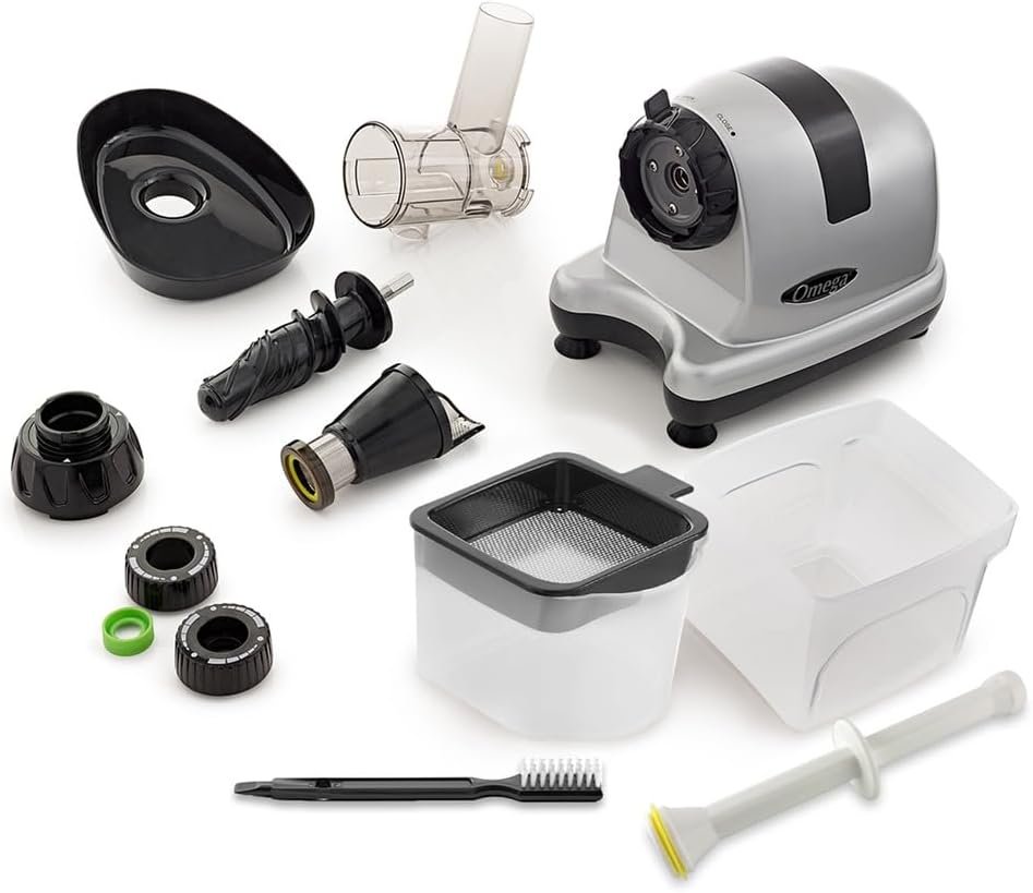 Omega Masticating Juicer, Cold Press Juicer Machine For Celery with Adjustable Dial, 200-Watts, Silver - Image 9