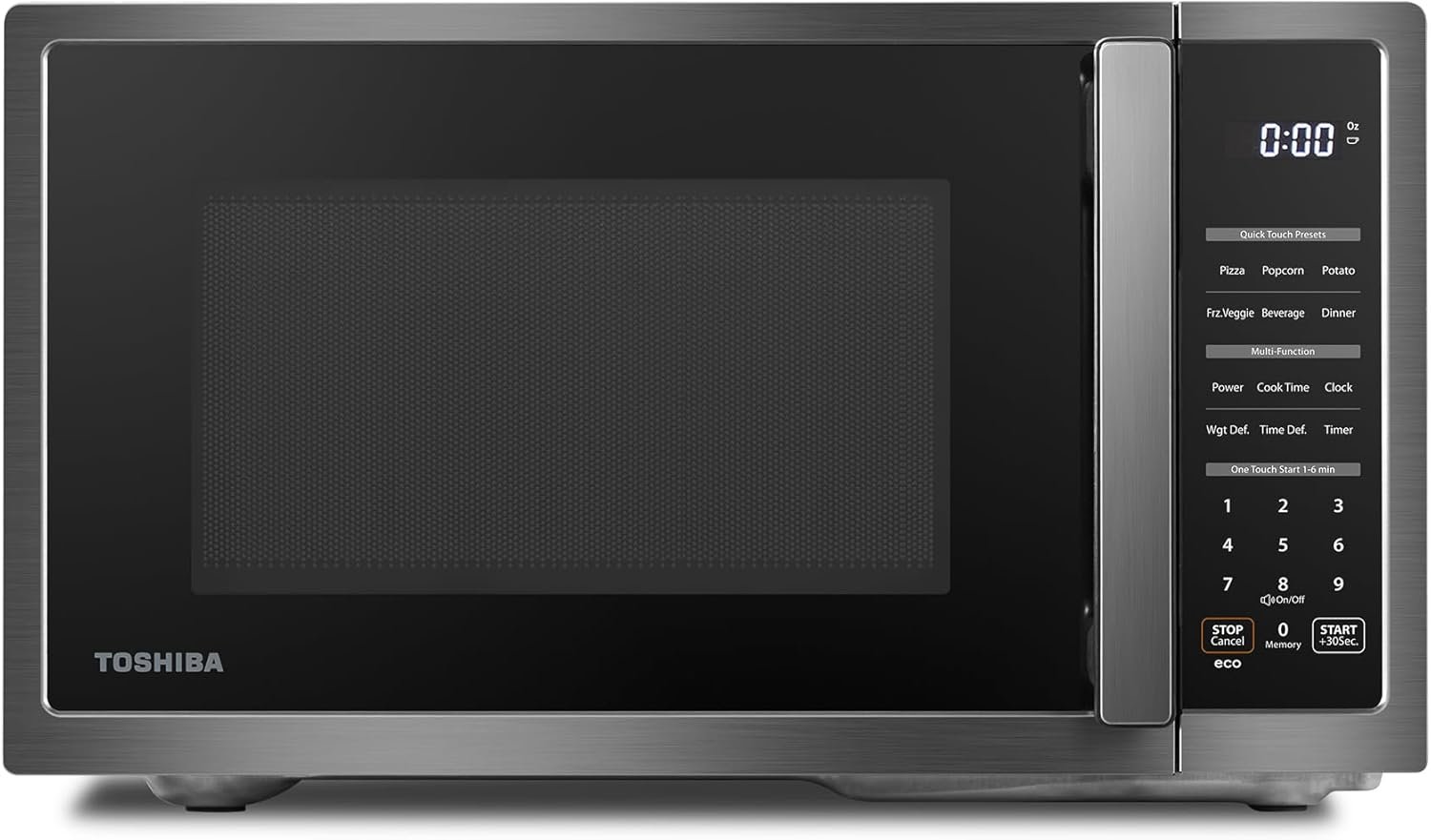 TOSHIBA ML4-EM09PA(BS) Small Countertop Microwave Oven with 6 Auto Menus, Mute Function, Child Lock, Kitchen Essentials for Dorm, 0.9 Cu Ft, 10.6 Inch Removable Turntable, 900W, Black Stainless Steel - Image 2