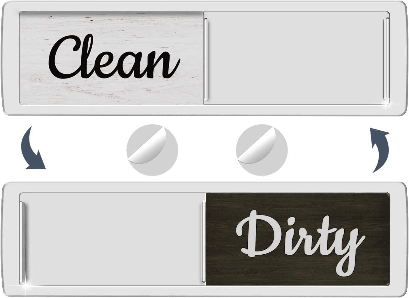 Oxepleus Dishwasher Magnet Clean Dirty Sign, Farmhouse Rustic Wood Design Black and White Non-Scratch/Easy to Read & Slide/Strong Magnetism Kitchen Storage and Decoration Accessories (A-Silver) - Image 2