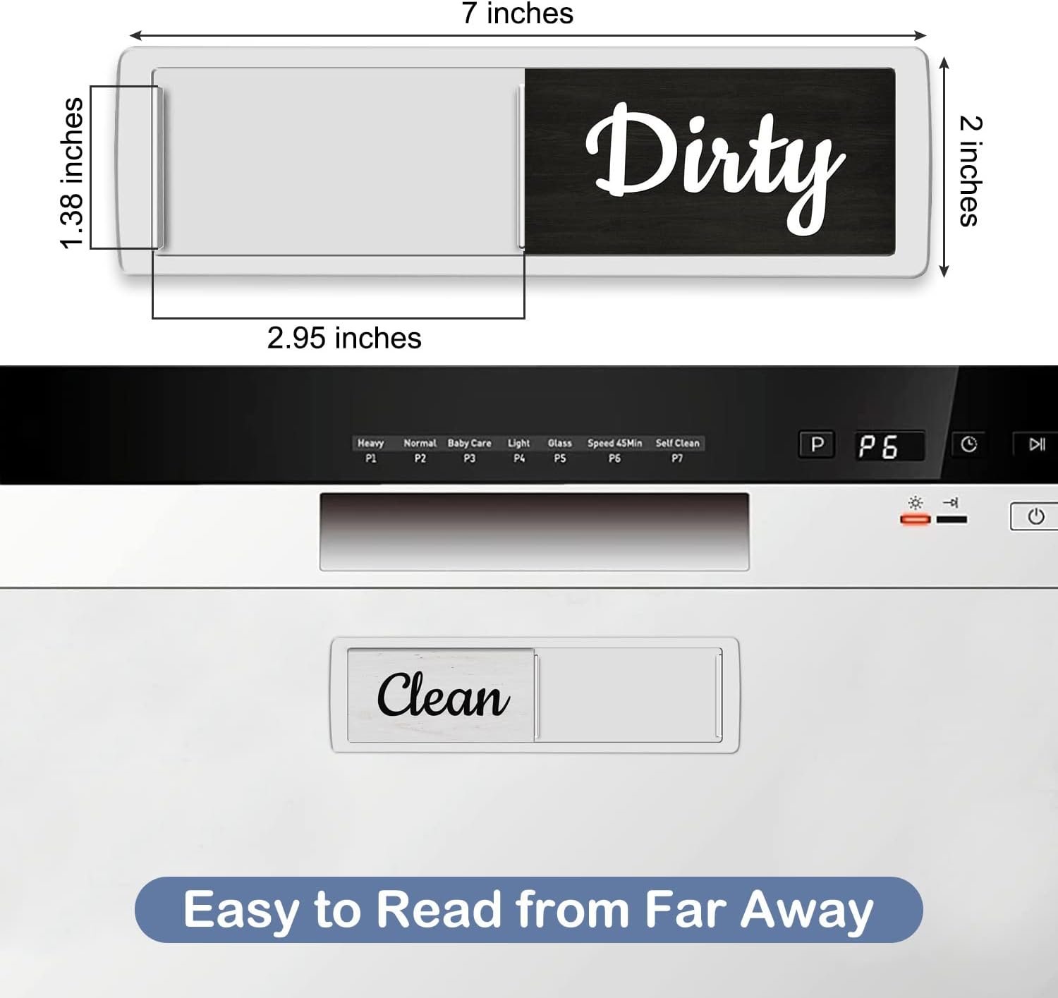 Oxepleus Dishwasher Magnet Clean Dirty Sign, Farmhouse Rustic Wood Design Black and White Non-Scratch/Easy to Read & Slide/Strong Magnetism Kitchen Storage and Decoration Accessories (A-Silver) - Image 3