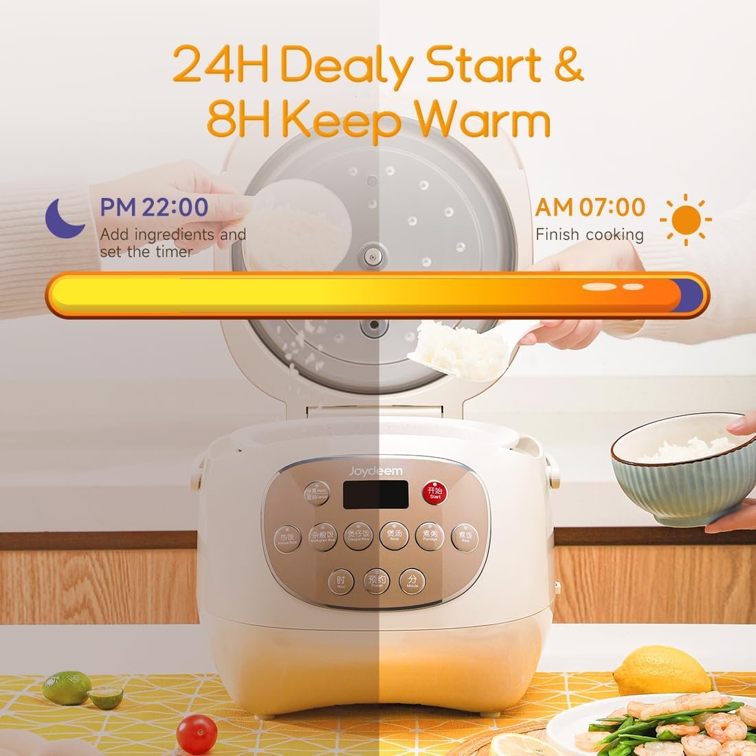 Joydeem Ceramic Rice Cooker, 6 Cups Uncooked Rice Cookers with Pure Ceramic Inner Pot, Healthy & PFOA Free, 3L, DFB-C300 - Image 7