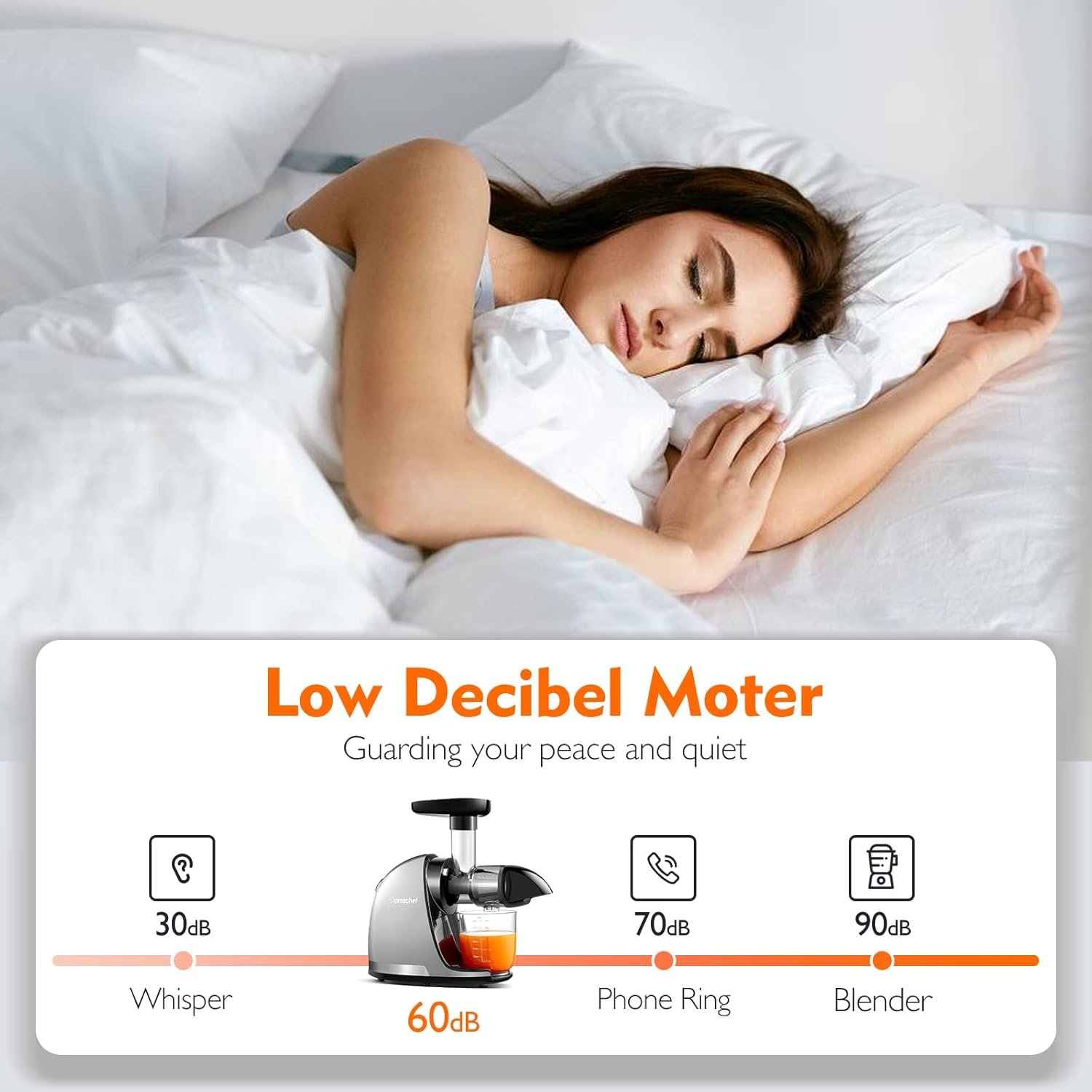 Juicer Machines, AMZCHEF Slow Cold Press Juicers with Reverse Function, High Juice Yield, Easy Clean with Brush, Recipes for High Nutrient Fruits and Vegetables, Gray(Updated) - Image 7