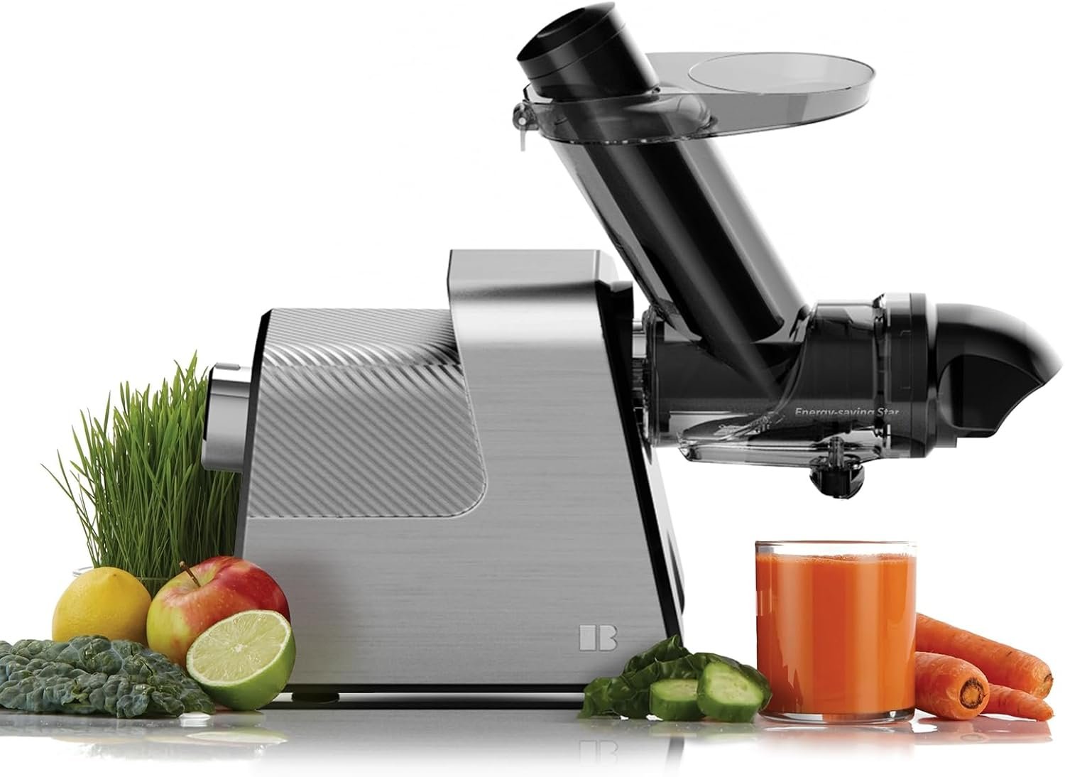 Masticating Juicer Machines, 3.5" Large Feed Chute Cold Press Juicer Fit Whole Fruits Vegetables with Quiet Motor | 5 Speed Modes | Easy to Clean with Brush | BPA Free (Silver & Black) - Image 2