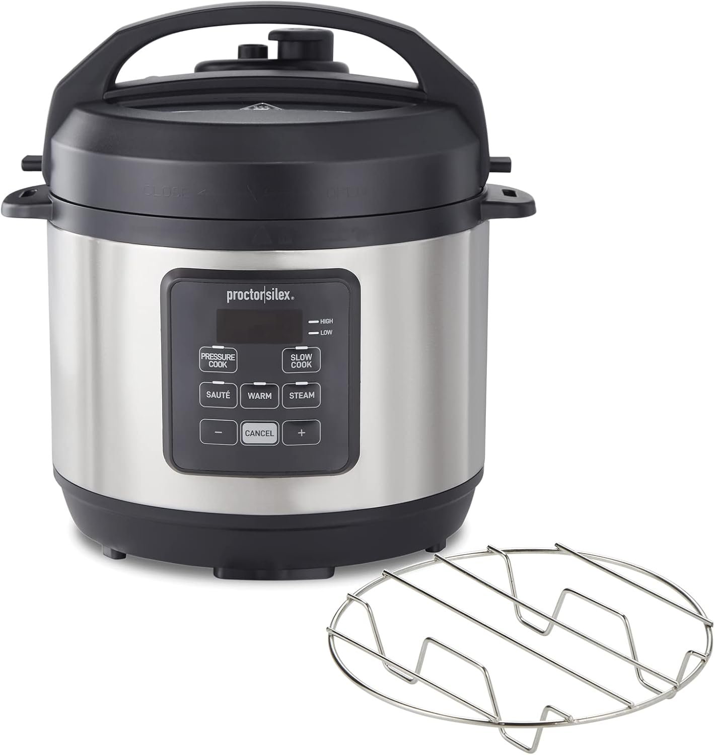 Proctor-Silex Simplicity 4-in-1 Electric Pressure Cooker, 3 Quart Multi-Function With Slow Cook, Steam, Sauté, Rice, Stainless Steel (34503) - Image 2