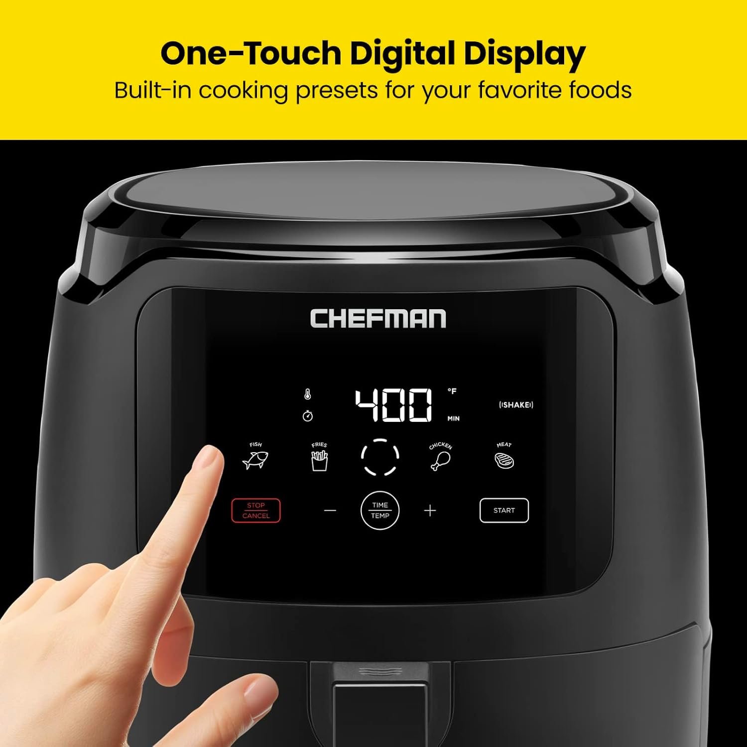Chefman Digital Air Fryer, Large 5 Qt Family Size, One Touch Digital Control Presets, French Fries, Chicken, Meat, Fish, Nonstick Dishwasher-Safe Parts, Automatic Shutoff, Black - Image 7