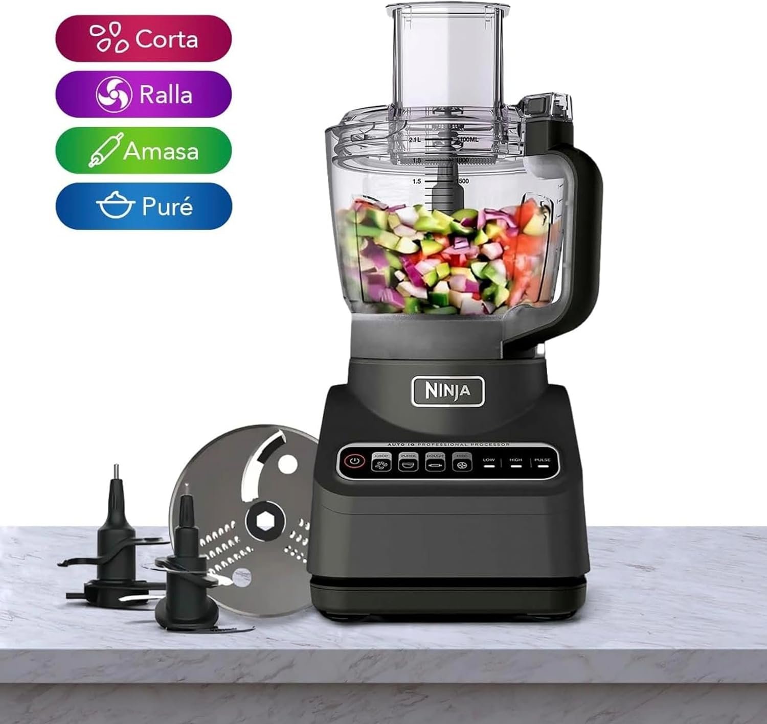 Ninja FP601CO Professional Plus Food Processor, 1000 Peak Watts, 4 Functions for Chopping, Slicing, Purees & Dough with 9-Cup Processor Bowl, 4 Blades, Food Chute & Pusher (Renewed) - Image 3