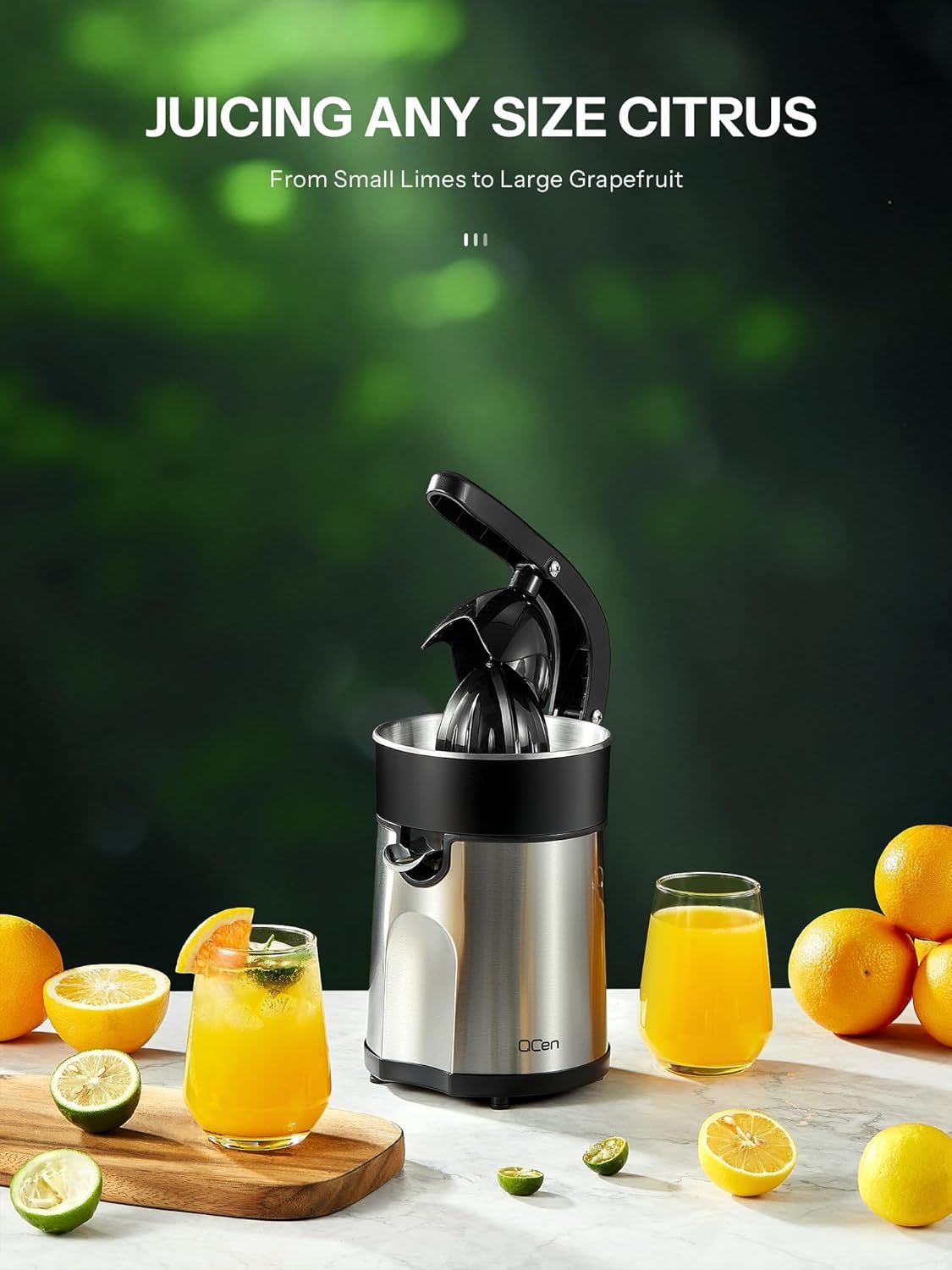 Professional Brushed Stainless Steel Electric Citrus Juicer, 2 Interchangeable Cones for Orange, Lemon & Grapefruit, Easy Clean, Durable Design & Effortless Operation - Image 8