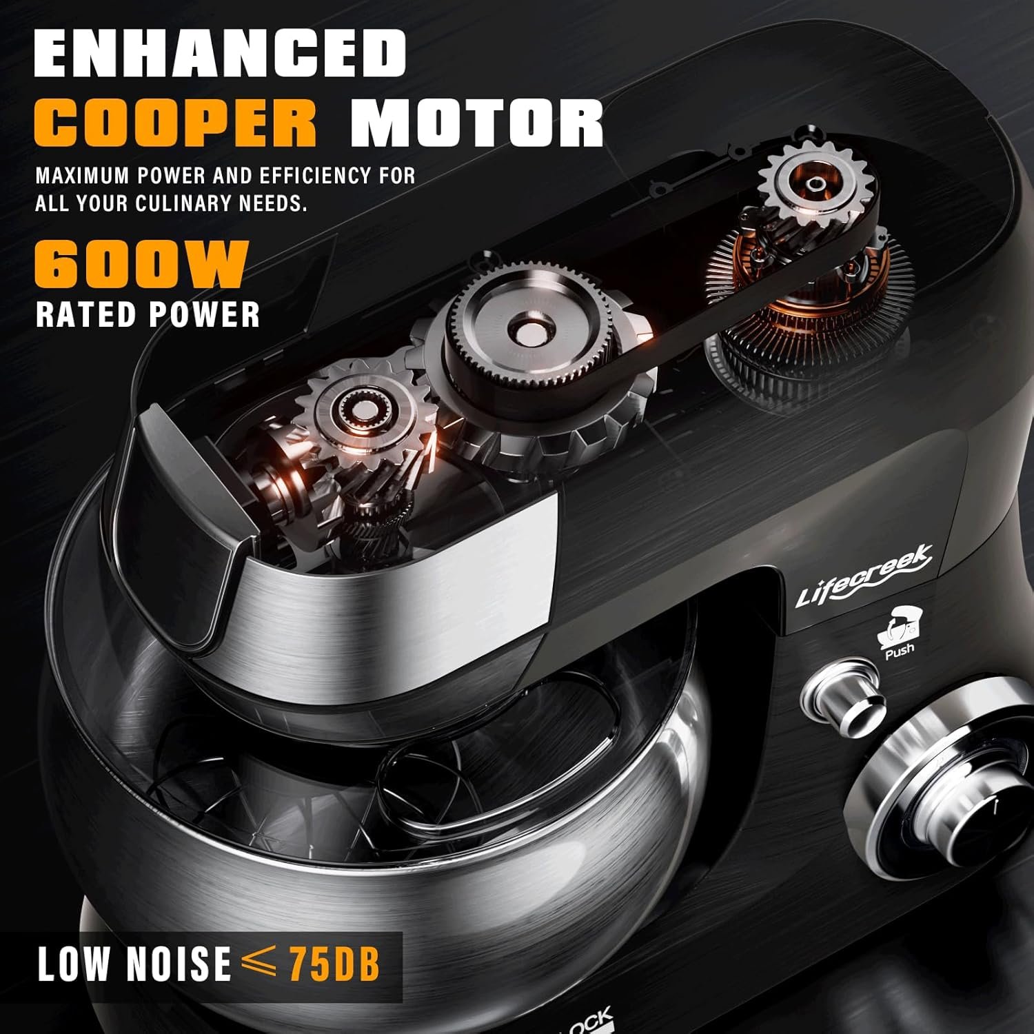 Stand Mixer, 5.3Qt 660W, 6-Speed Tilt-head Food Mixer, Electric Kitchen Portable Lightweight Mixer with Stainless Steel Bowl, Dough Hook, Whisk, Beater(Red) - Image 7