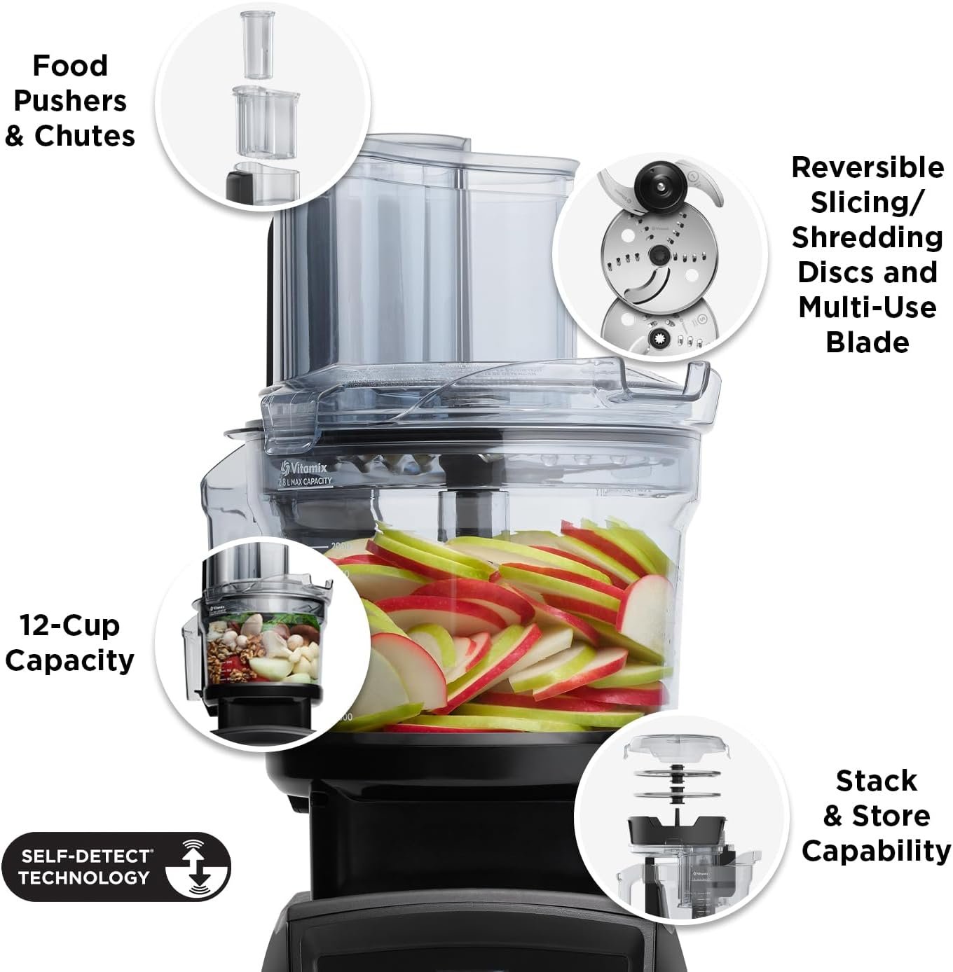 Vitamix 12-Cup Food Processor Attachment with SELF-DETECT™, Compatible with Ascent and Venturist Series, Black - Image 3