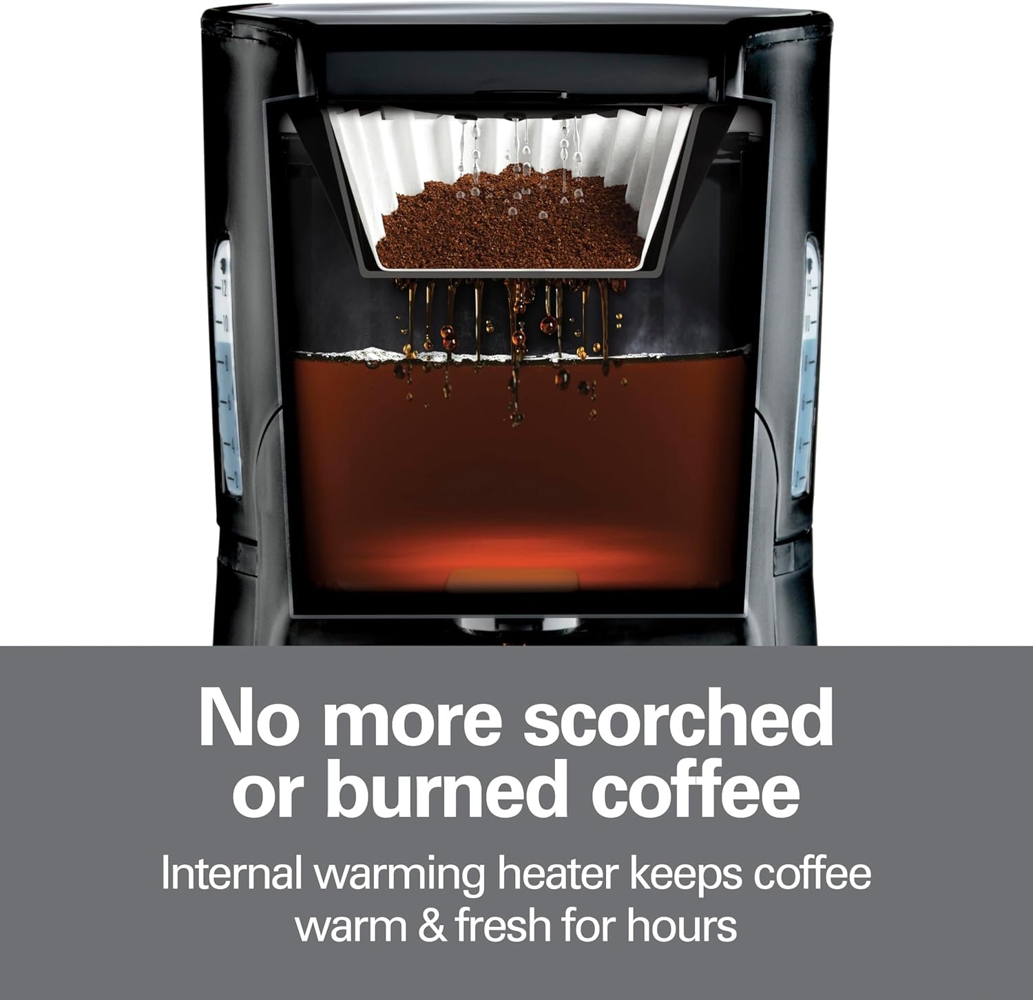 Hamilton Beach One Press Programmable Dispensing Drip Coffee Maker with 12 Cup Internal Brew Pot, Removable Water Reservoir, Black & Stainless Steel (48465) - Image 4