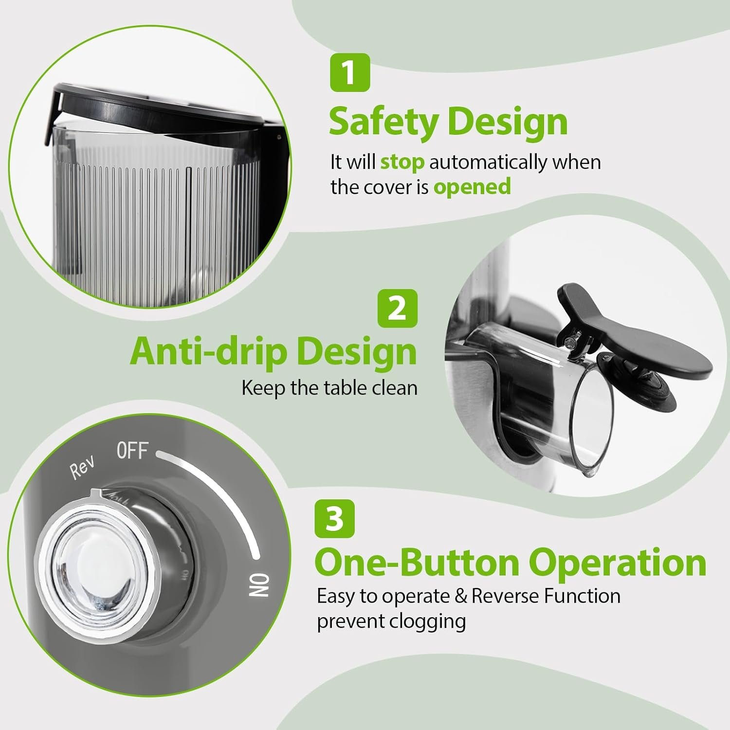 Juicer Machines, Aeitto Cold Press Juicer,4.9" Wide Mouth Fits for Whole Fruits and Vegetables, Slow Masticating Juicer Easy to Clean, High Juice Yield,Grey - Image 6