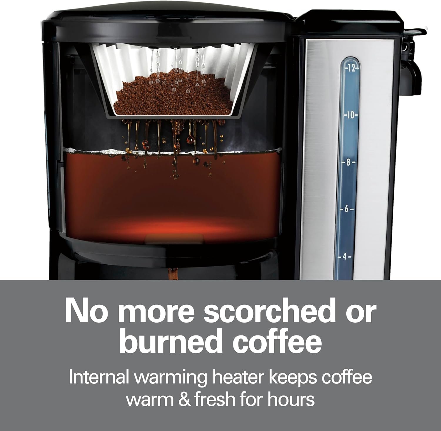 Hamilton Beach (47950) Coffee Maker with 12 Cup Capacity & Internal Storage Coffee Pot, Brewstation, Black/Stainless Steel - Image 4