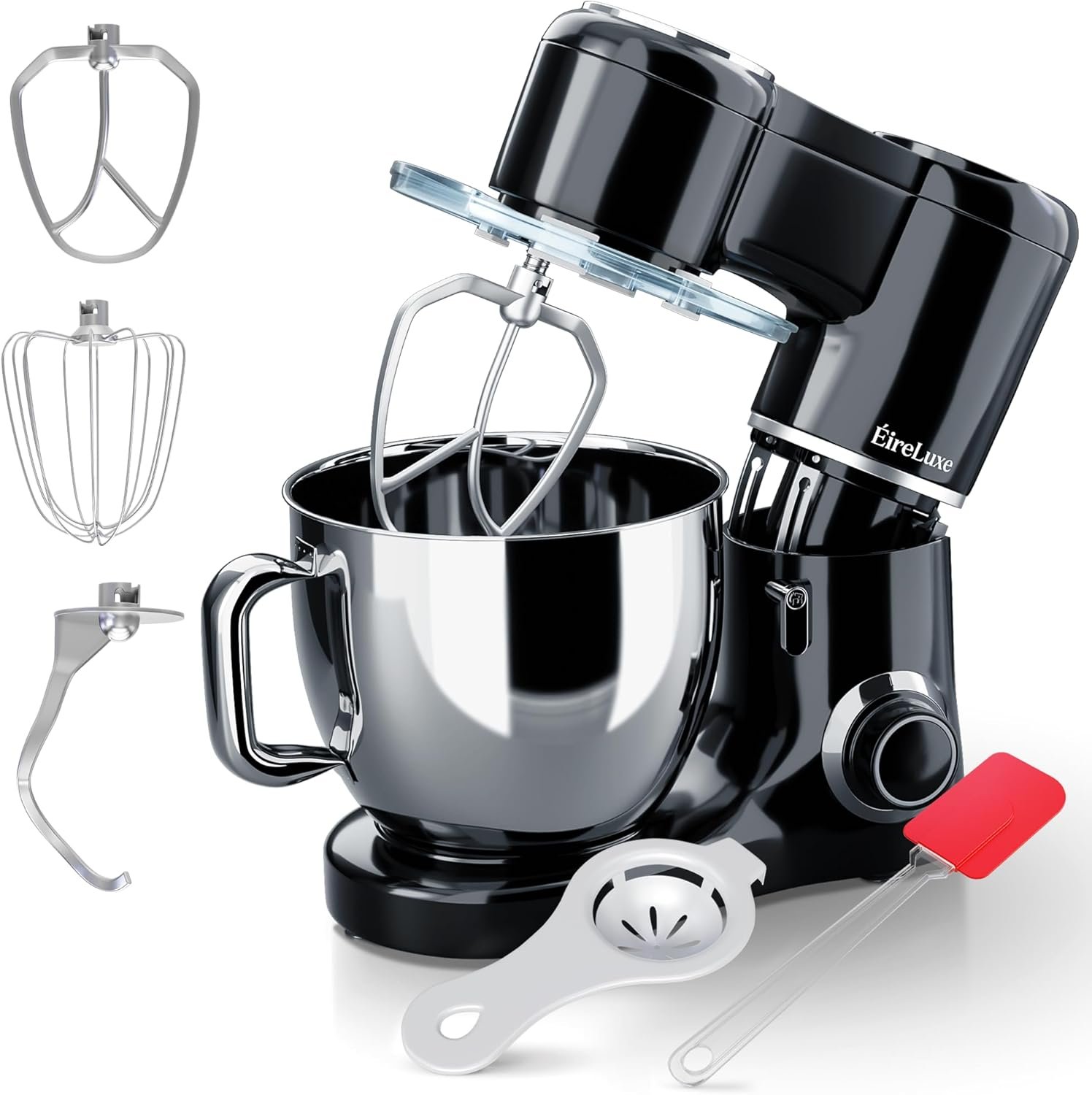 Kitchen Stand Mixer with Attachments – 6.8QT Electric Cake Mixer, 660W Copper Motor, 6-Speed Bread Dough Mixer with Bowl, Hook – Baking & Kneading Mixer, Black - Image 2