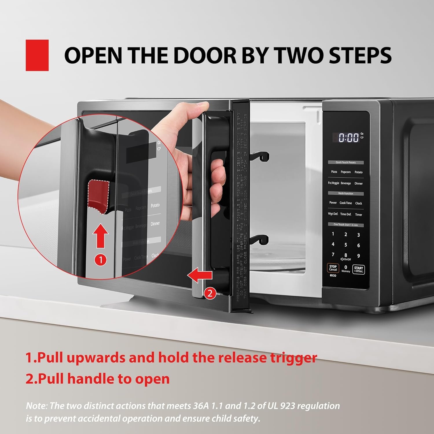 TOSHIBA ML4-EM09PA(BS) Small Countertop Microwave Oven with 6 Auto Menus, Mute Function, Child Lock, Kitchen Essentials for Dorm, 0.9 Cu Ft, 10.6 Inch Removable Turntable, 900W, Black Stainless Steel - Image 3