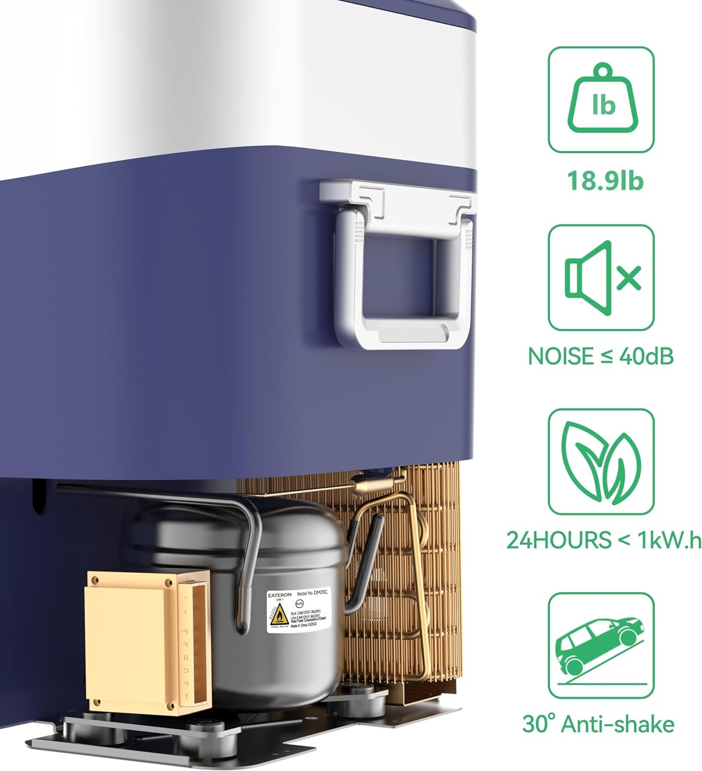 Car Refrigerator, Portable Car Fridge 12V Refrigerator 23 Quart (22 Liter) Freezer Compressor Cooler 12V/24V DC 110~240 V AC for Outdoor, Camping, Travel, Home Use -18℃~+15℃ (Blue) - Image 5