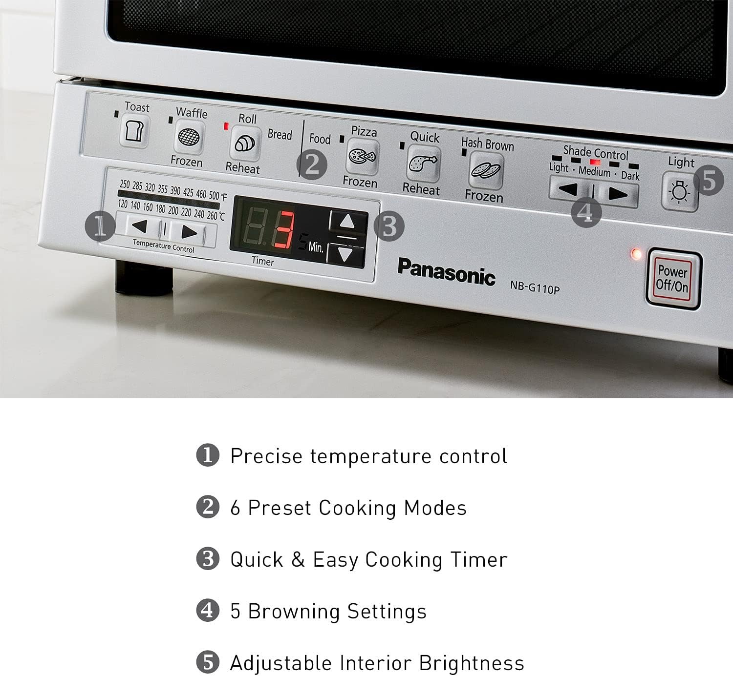 Panasonic Toaster Oven FlashXpress with Double Infrared Heating and Removable 9 Inner Baking Tray, 1300W, 12 x 13 x 10.25 inches, Silver - Image 5