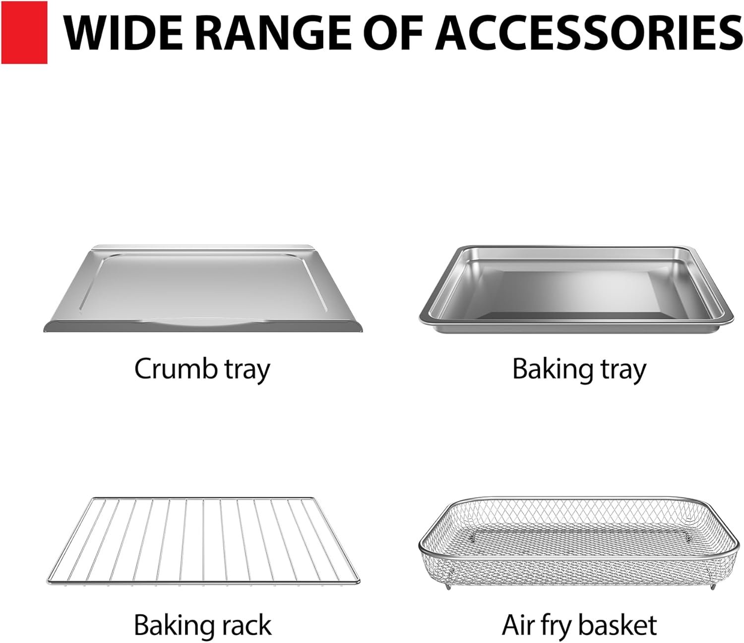 TOSHIBA ChefFry Air Fryer Toaster Oven Combo, 26.4 QT Large Capacity, 12-in-1 Countertop Toaster Oven, Stainless Steel - Image 9