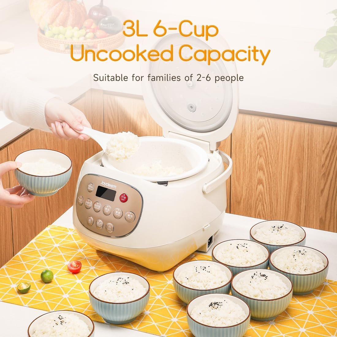 Joydeem Ceramic Rice Cooker, 6 Cups Uncooked Rice Cookers with Pure Ceramic Inner Pot, Healthy & PFOA Free, 3L, DFB-C300 - Image 5
