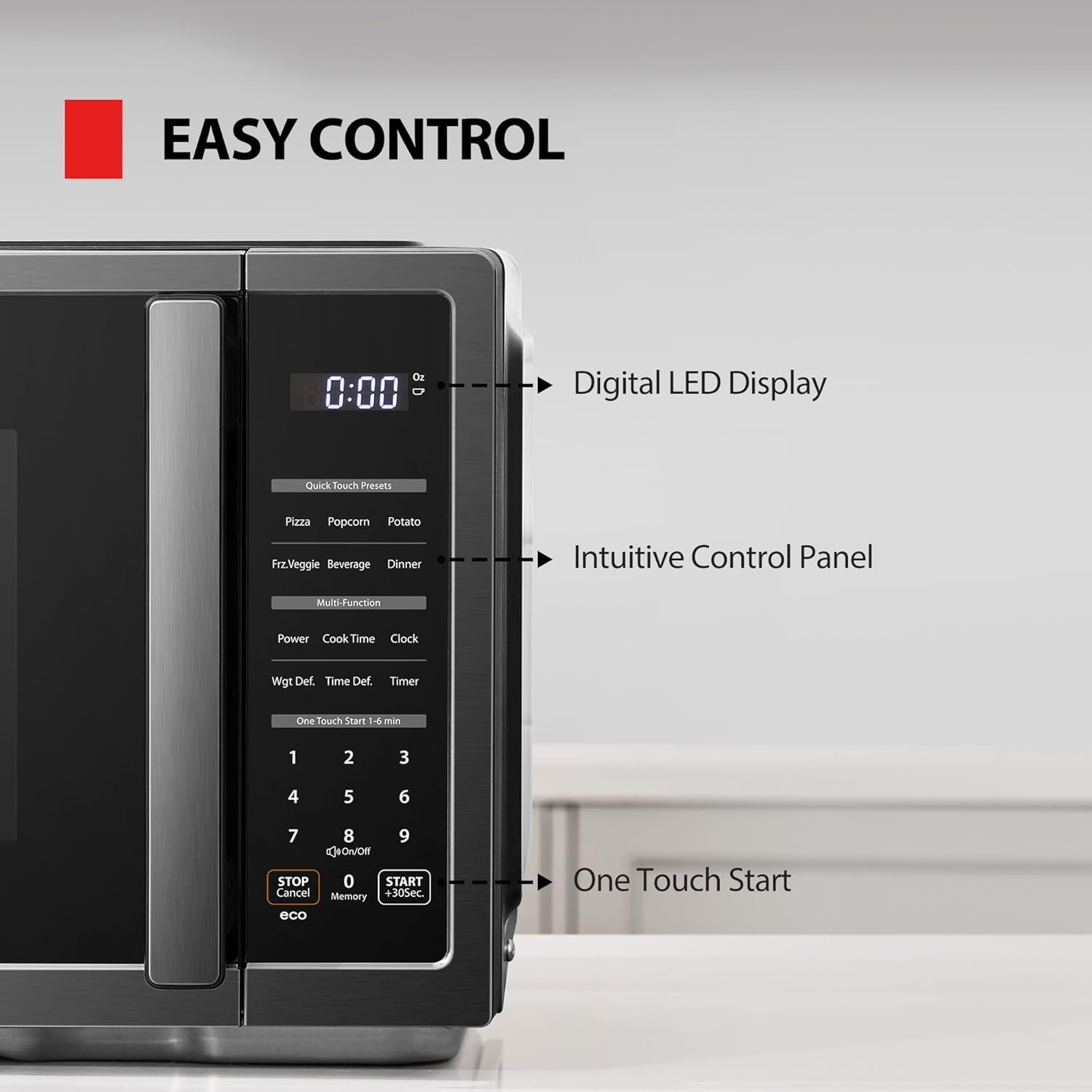 TOSHIBA ML4-EM09PA(BS) Small Countertop Microwave Oven with 6 Auto Menus, Mute Function, Child Lock, Kitchen Essentials for Dorm, 0.9 Cu Ft, 10.6 Inch Removable Turntable, 900W, Black Stainless Steel - Image 6