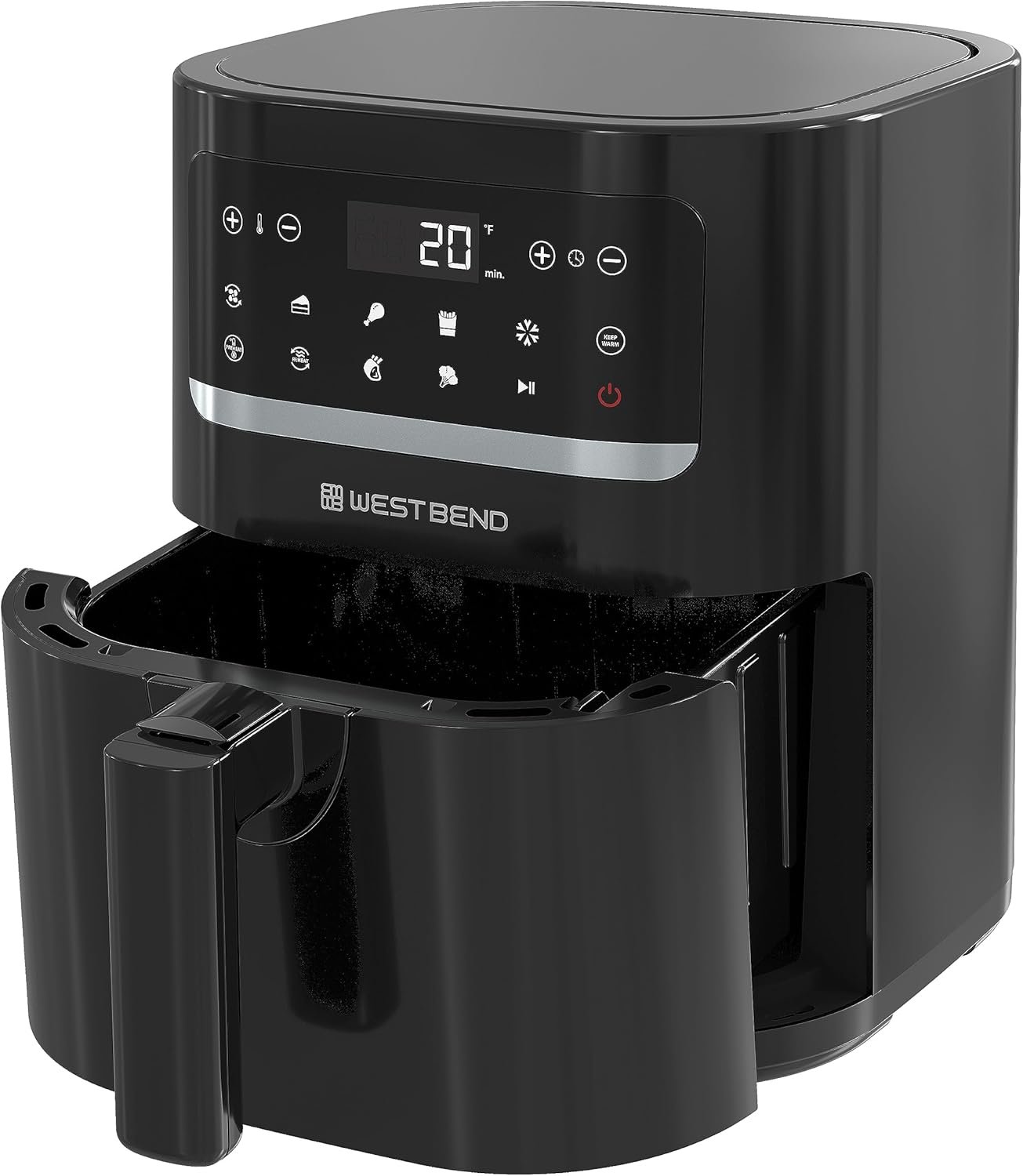 West Bend Compact Air Fryer 5-Quart Capacity with Digital Controls and 10 Cooking Presets, Nonstick Frying Basket, 1500-Watts, Black - Image 9