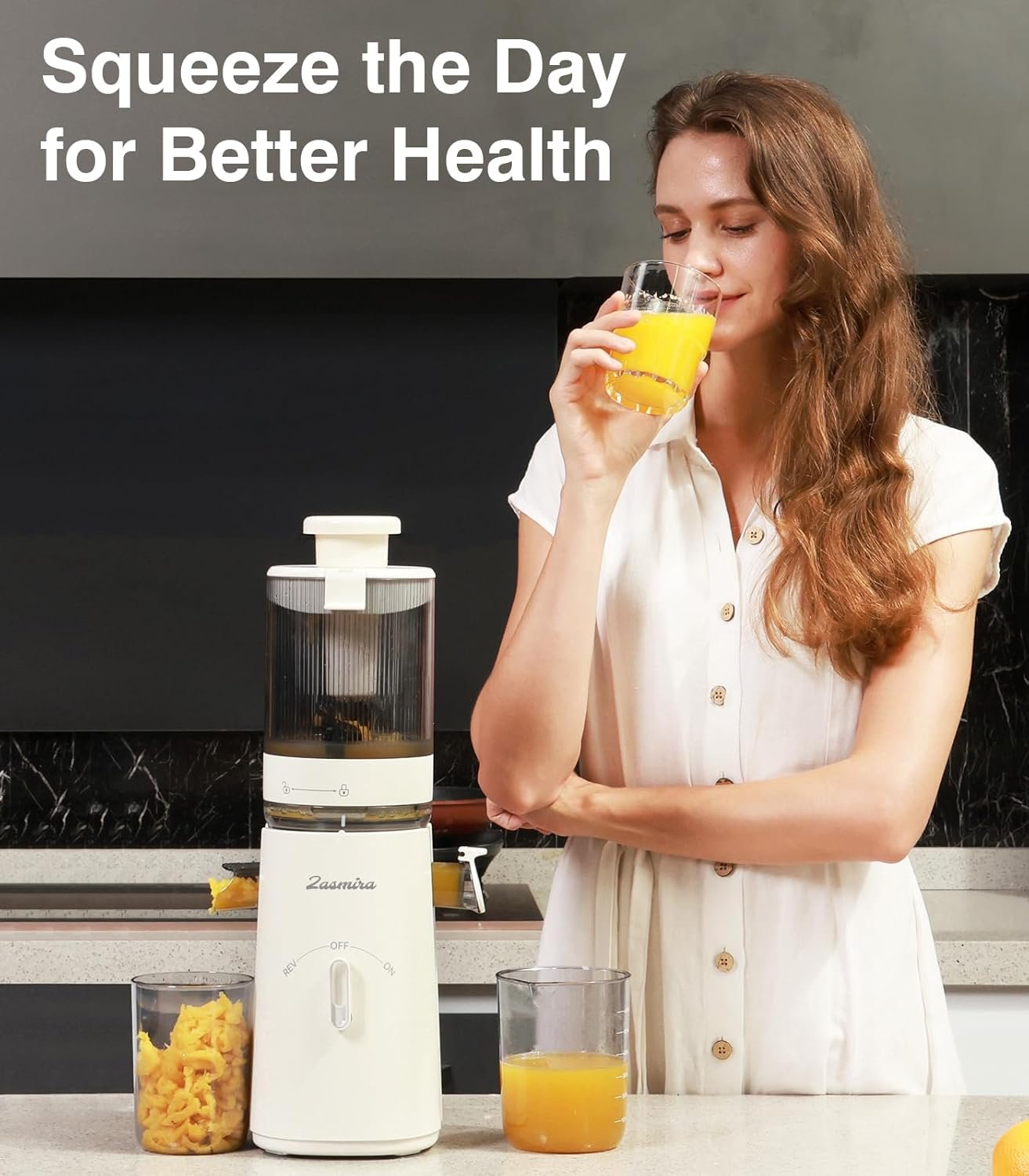 Juicer Machines, Zasmira Cold Press Juicer with 5" Large Feed Chute for Whole Vegetables and Fruits, High Juice Yield Juice Extractor with Powerful Quiet Motor, Easy to Clean, White - Image 8