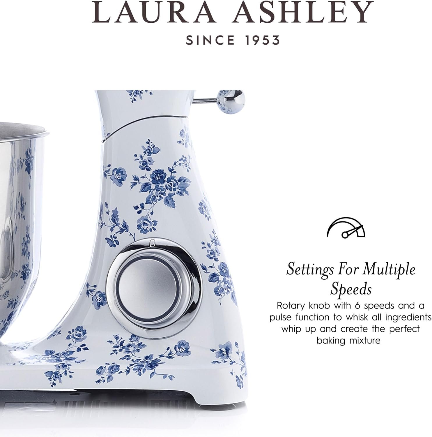 Laura Ashley 4.8 Quarts Electric Stand Mixer with Attachments - 380W Easy to use Countertop Kitchen Mixer with Bowl -Cake, Dough Mixer Machine with Dough Hook, Beater, Egg Whisk & Handy Splash Cover - Image 8