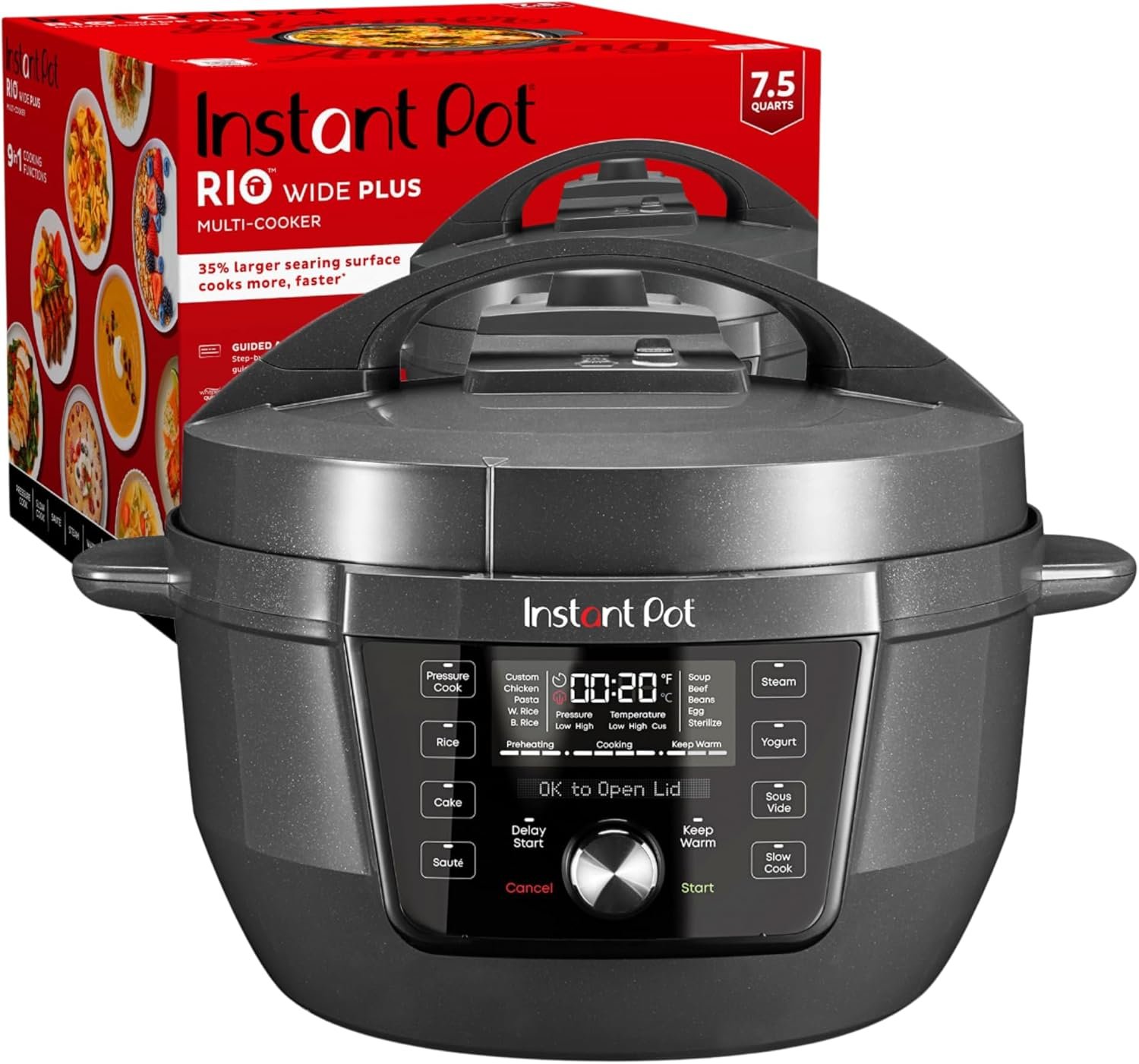 Instant Pot RIO Wide Plus, 7.5 Quarts 35% Larger Cooking Surface, WhisperQuiet Steam Release, 9-in-1 Electric Multi-Cooker, Pressure Slow Cooker, Rice Cooker, Steamer, Sauté, Cake & Warmer, XL - Image 2
