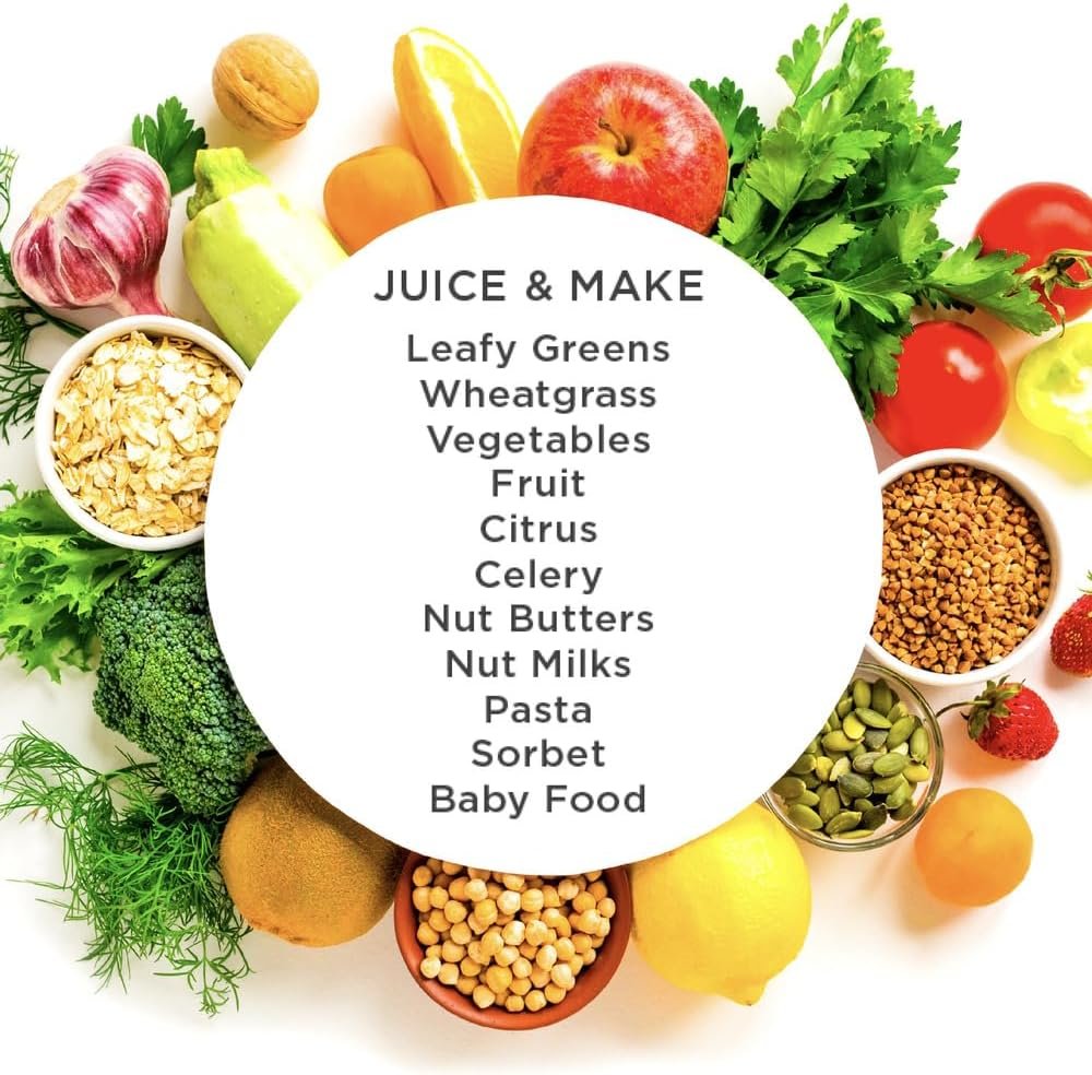 Omega NC800HDS Cold Press Juicer Machine, Vegetable and Fruit Juice Extractor and Nutrition System, Dual-Stage Slow Masticating Juicer, 150 W, Manual, Silver - Image 6