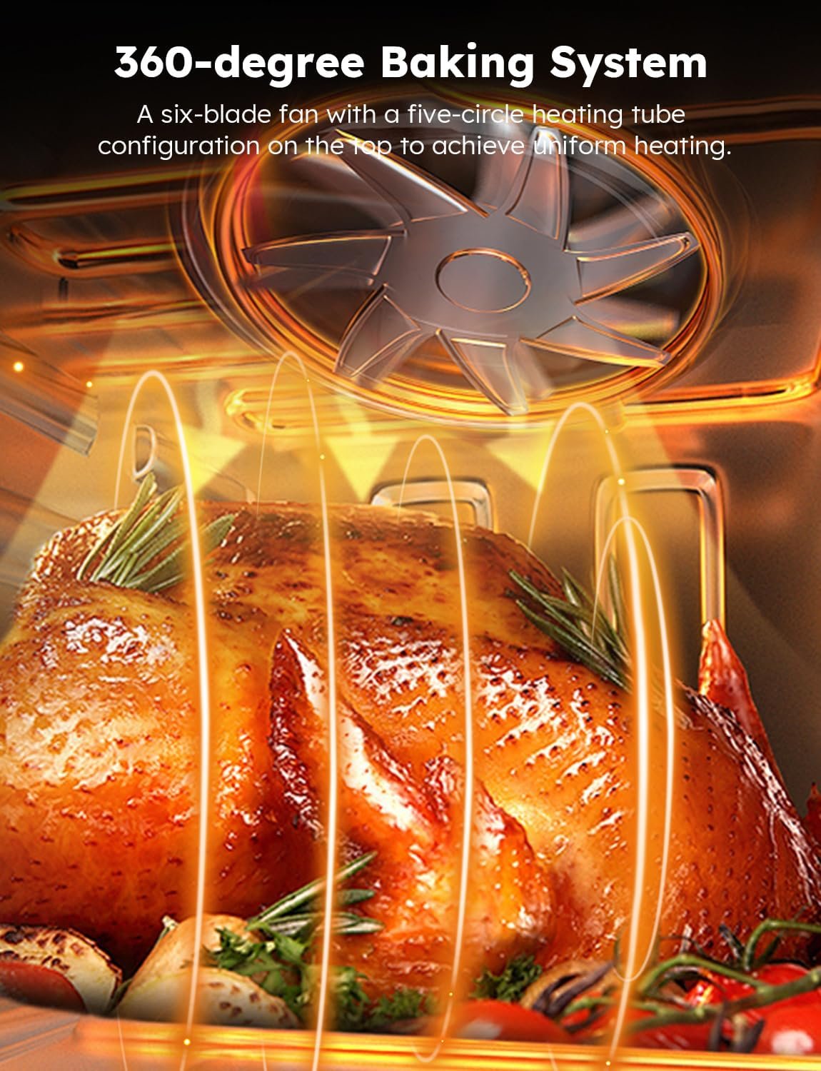 Nuwave Brio 15.5Qt Air Fryer Rotisserie Oven, X-Large Family Size, Powerful 1800W, 4 Rack Positions, 50°-425°F Temp Controls, 100 Presets & 50 Memory, Integrated Smart Thermometer, Linear T Technology - Image 5