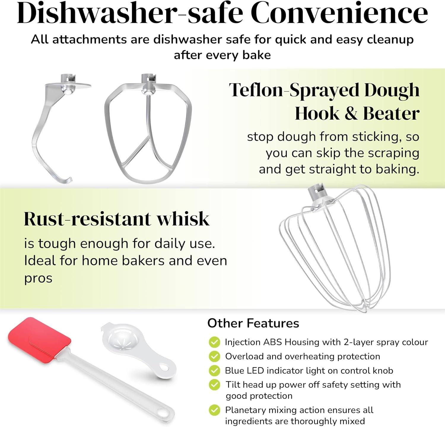 Kitchen Stand Mixer with Attachments – 6.8QT Electric Cake Mixer, 660W Copper Motor, 6-Speed Bread Dough Mixer with Bowl, Hook – Baking & Kneading Mixer, Black - Image 5