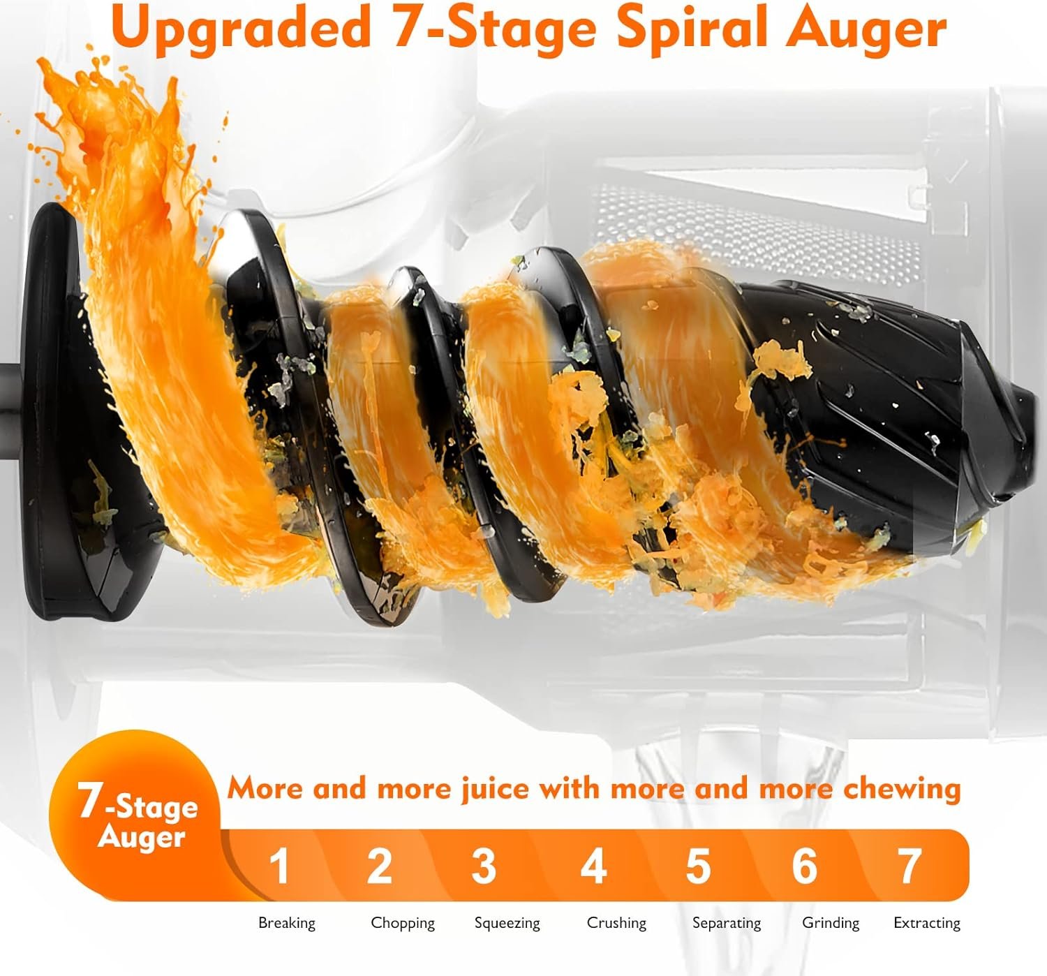 Juicer Machines, AMZCHEF Slow Cold Press Juicers with Reverse Function, High Juice Yield, Easy Clean with Brush, Recipes for High Nutrient Fruits and Vegetables, Gray(Updated) - Image 4