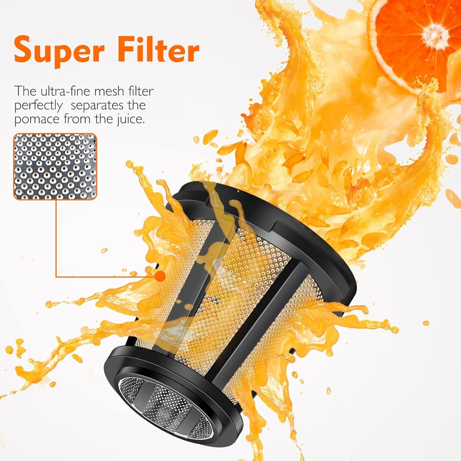 Juicer Machines, AMZCHEF Slow Cold Press Juicers with Reverse Function, High Juice Yield, Easy Clean with Brush, Recipes for High Nutrient Fruits and Vegetables, Gray(Updated) - Image 5