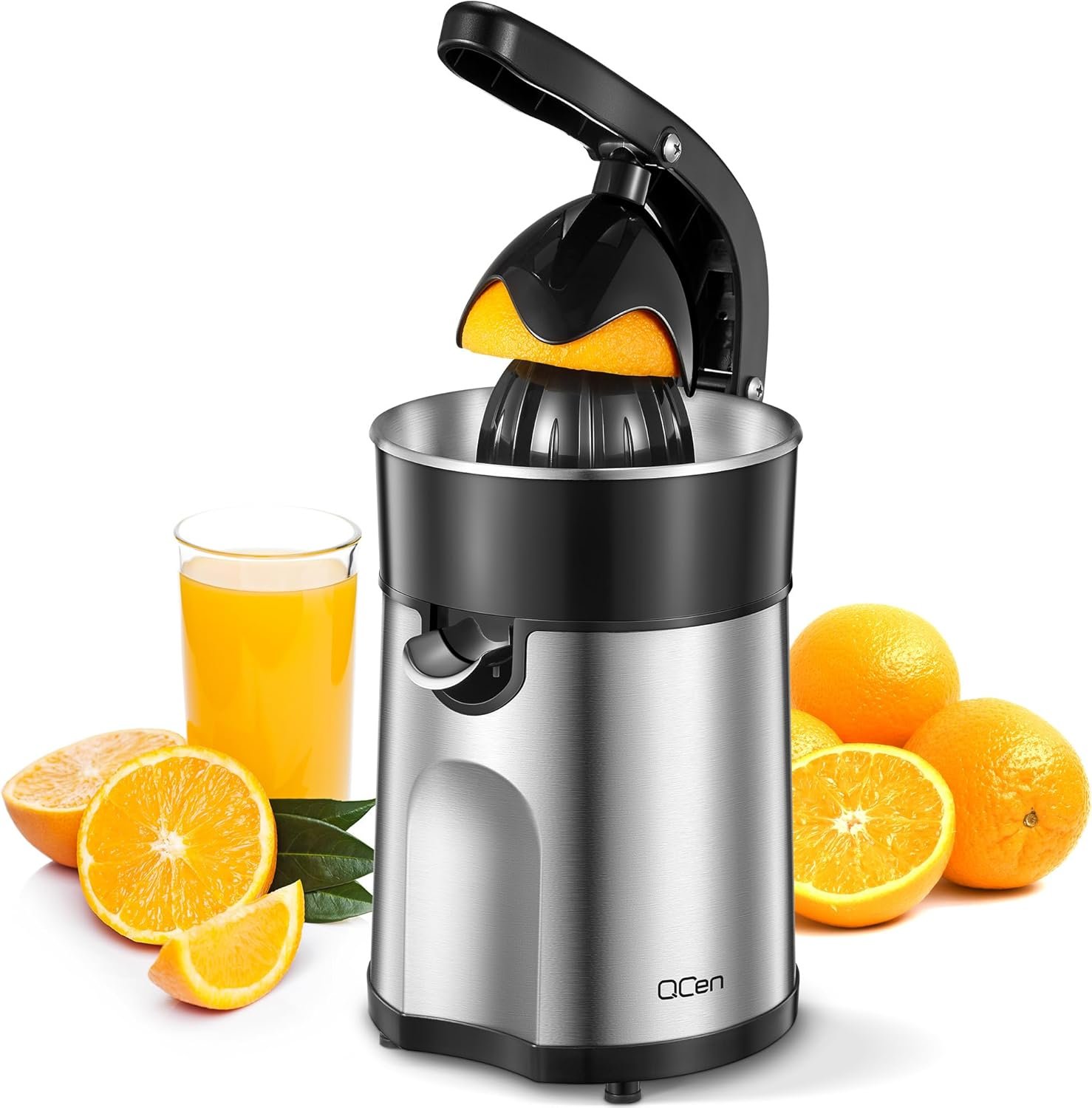 Professional Brushed Stainless Steel Electric Citrus Juicer, 2 Interchangeable Cones for Orange, Lemon & Grapefruit, Easy Clean, Durable Design & Effortless Operation - Image 2