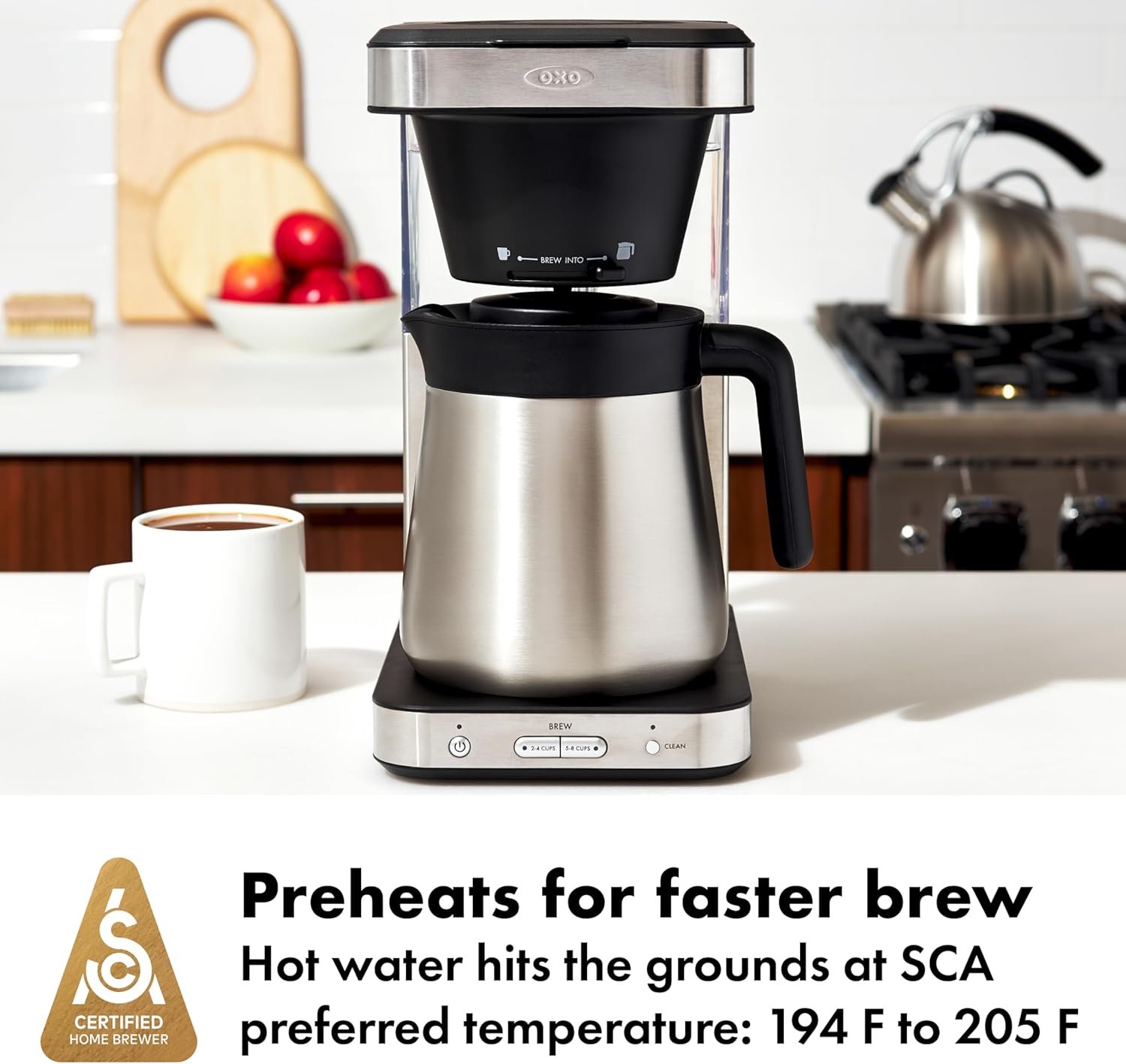 OXO Brew 8 Cup Coffee Maker, Stainless Steel,Black - Image 3