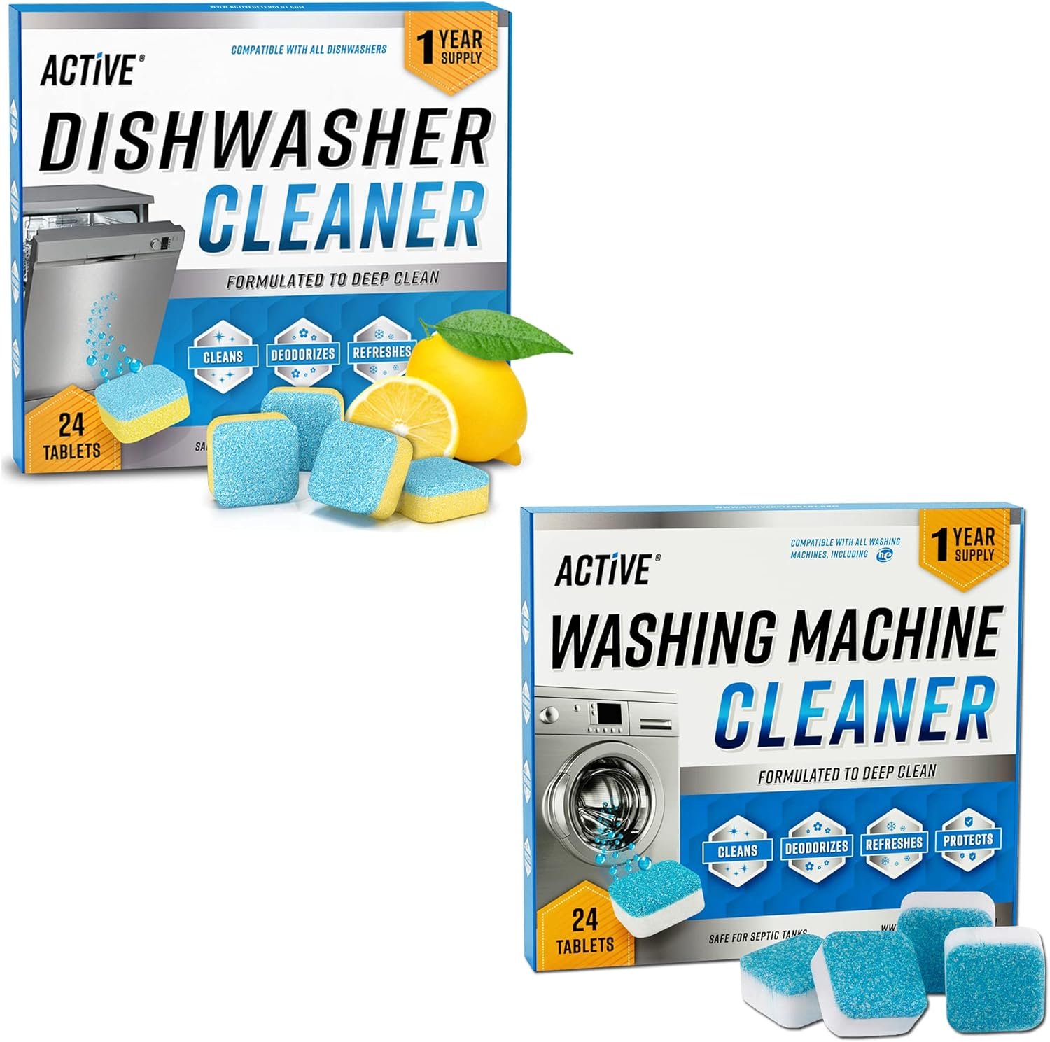 Washing Machine And Dishwasher Cleaning Tablets Bundle - Includes 12 Month Supply Dishwasher Cleaner Deodorizer & Washing Machine Descaler Deep Cleaning Tablets - 48 Tablet Set - Image 2